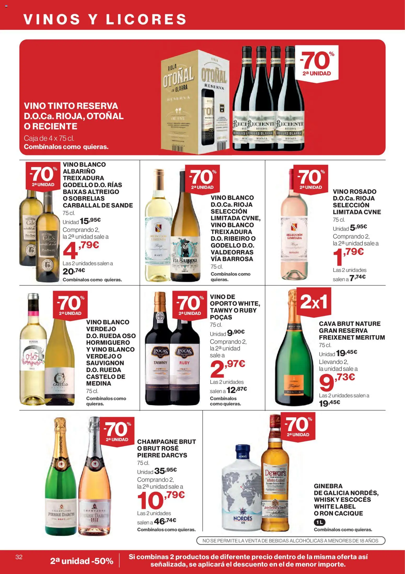 Hipercor catálogo │ válido desde el 07.01.2026 | Página: 32 | Productos: Vino rosado, Vino, Ginebra, Whisky