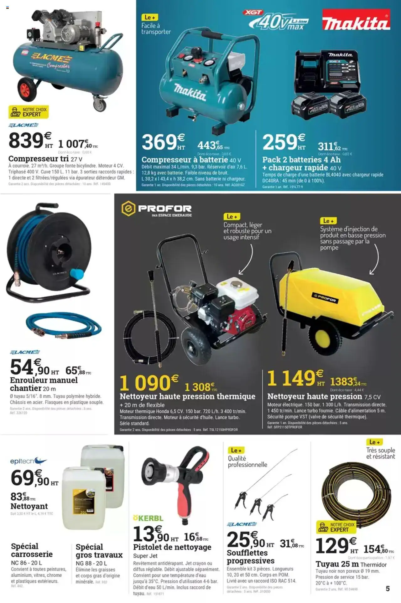  | Page: 5 | Produits: Compresseur, Nettoyeur haute pression, Batterie, Livre