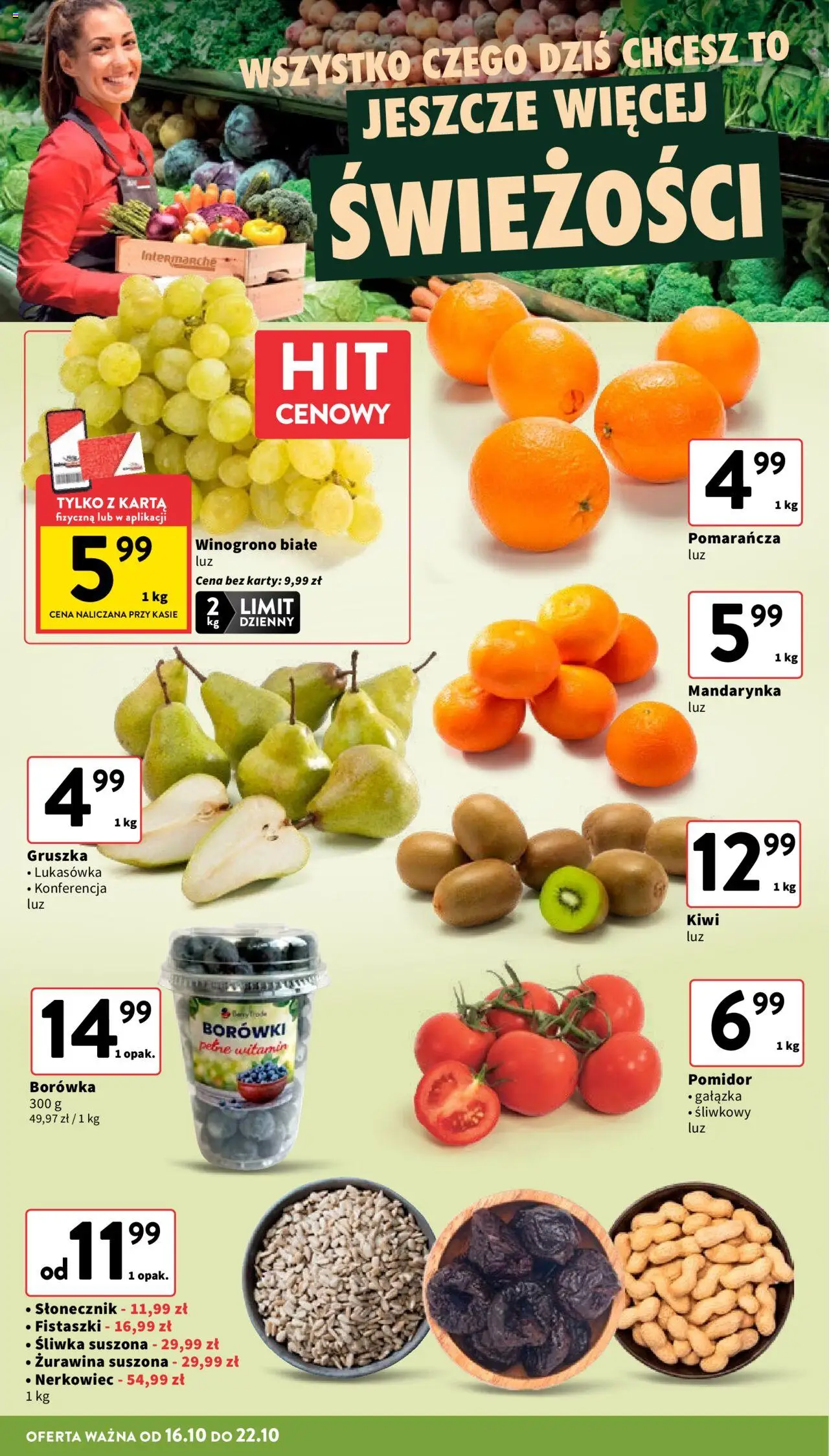 Intermarche Gazetka od 16.10.2025 | Strona: 12 | Produkty: Karta, Gruszka, Winogrono, Kiwi