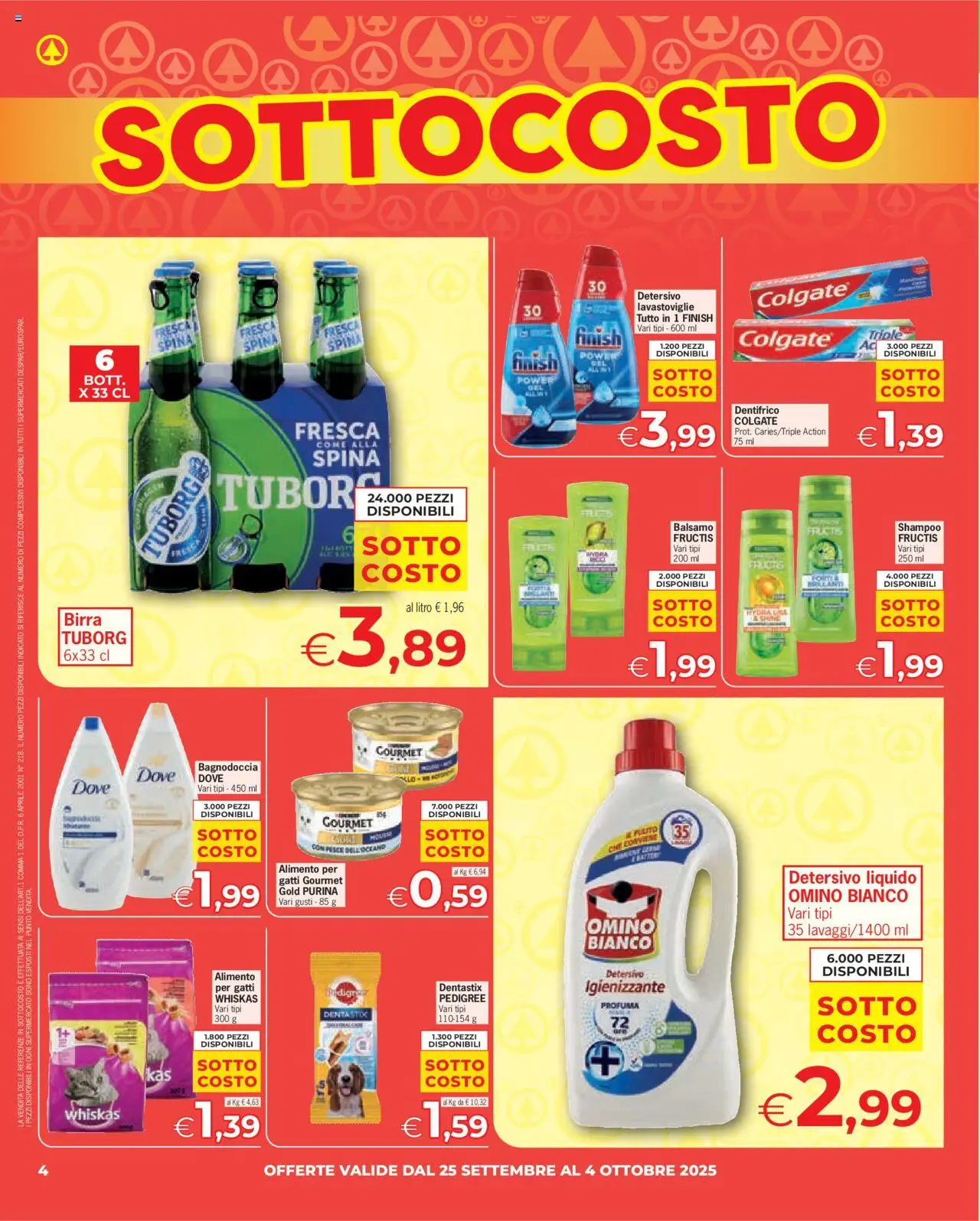 Volantino Eurospar del 25.09.2025 | Pagina: 4 | Prodotti: Shampoo, Balsamo, Birra, Lavastoviglie