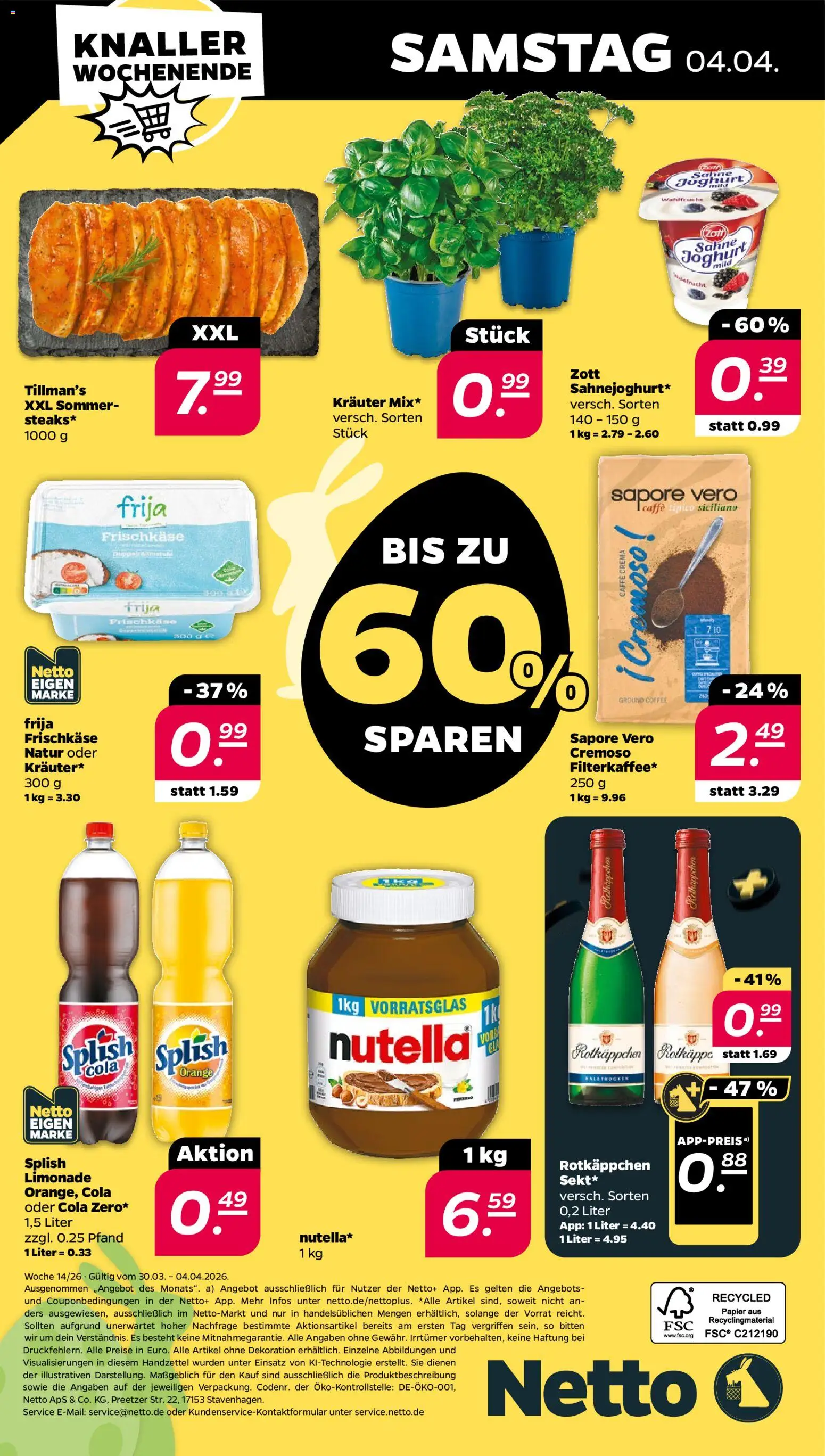 Netto Prospekt 	 – gültig ab 30.03.2026 | Seite: 38 | Produkte: Joghurt, Limonade, Nutella, Rotkäppchen