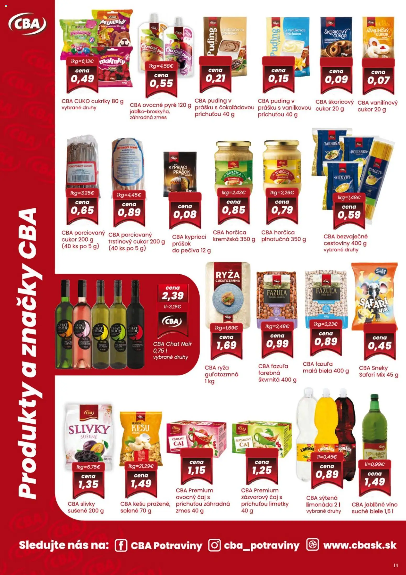 Nové KARMEN CBA akcie – leták je platný od 06.11.2025 | Strana: 14 | Produkty: Fazuľa, Cukor, Cukríky, Slivky