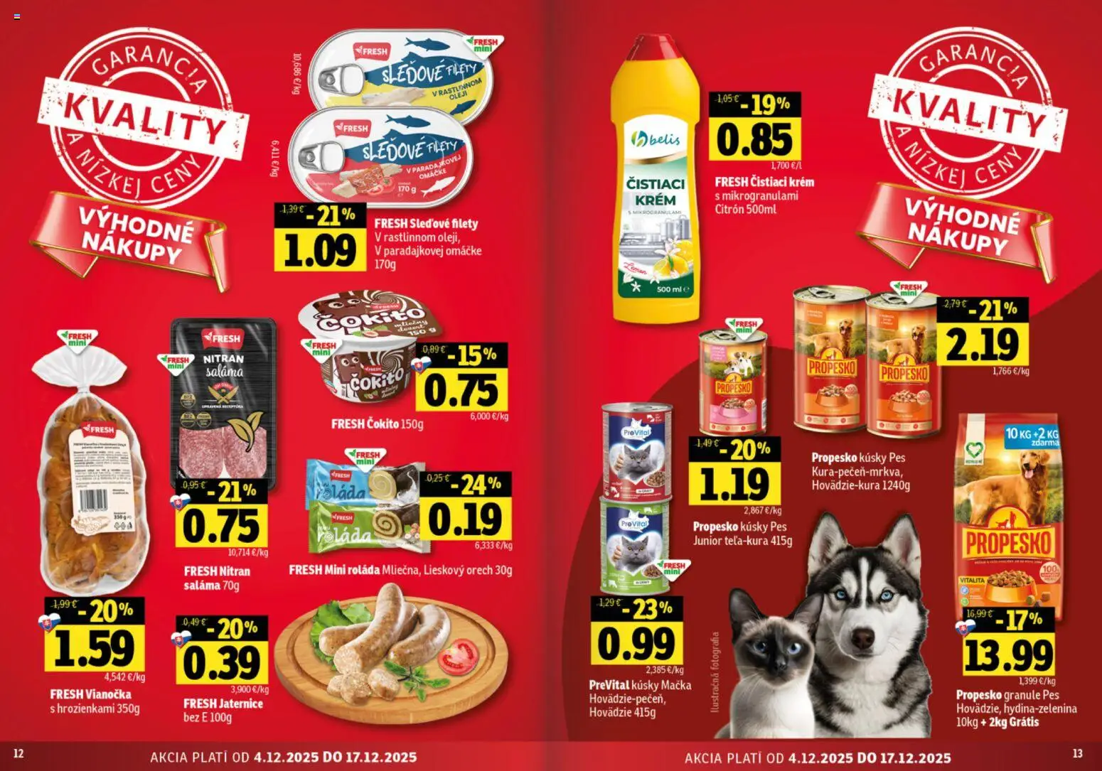 Nové Fresh akcie – leták je platný od 04.12.2025 | Strana: 7 | Produkty: Saláma, Vianočka, Krém