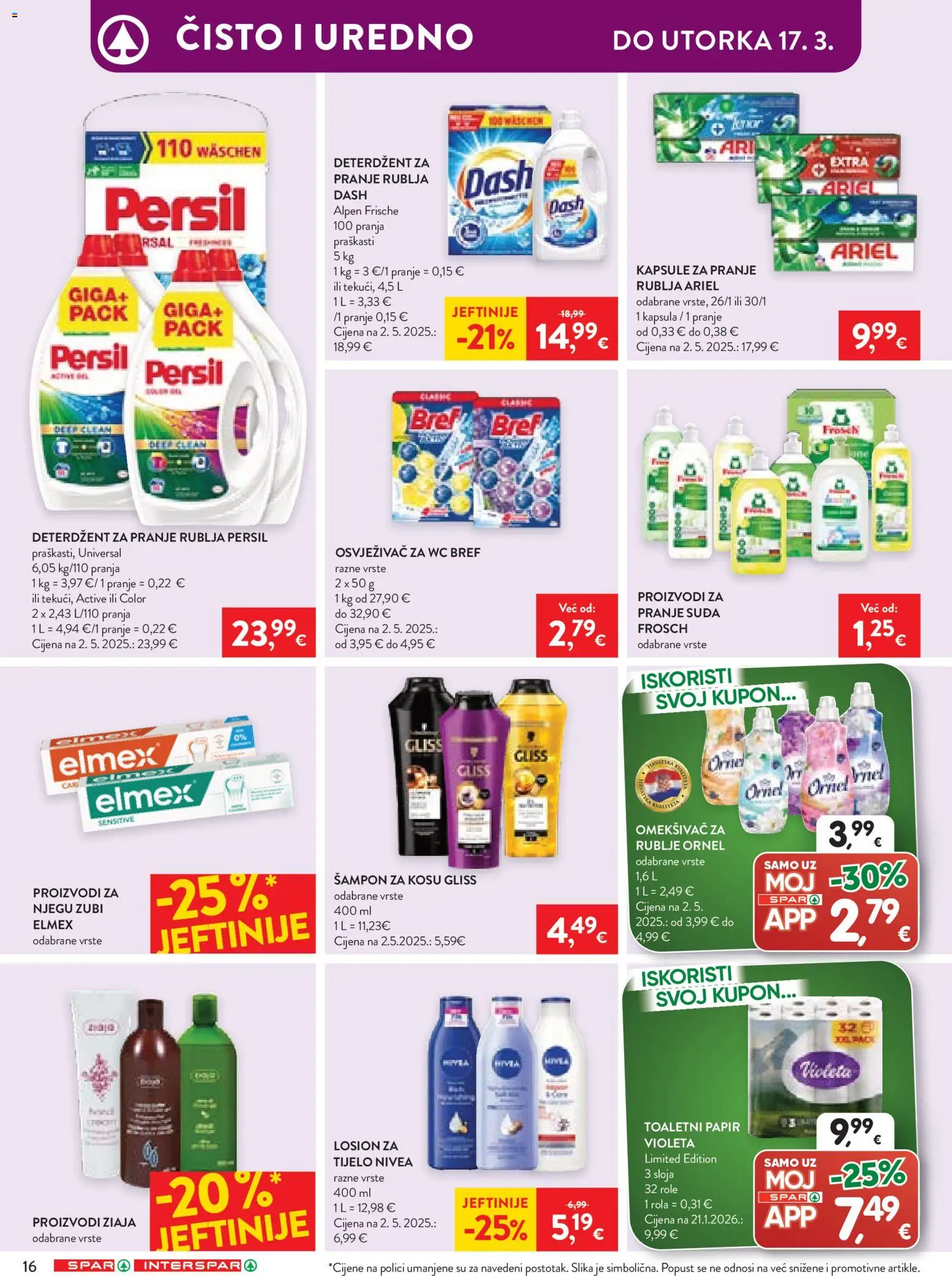 Spar katalog | vrijedi od 08.03.2026 | Stranica: 21 | Proizvodi: Šampon, Omekšivač, Persil, Ariel