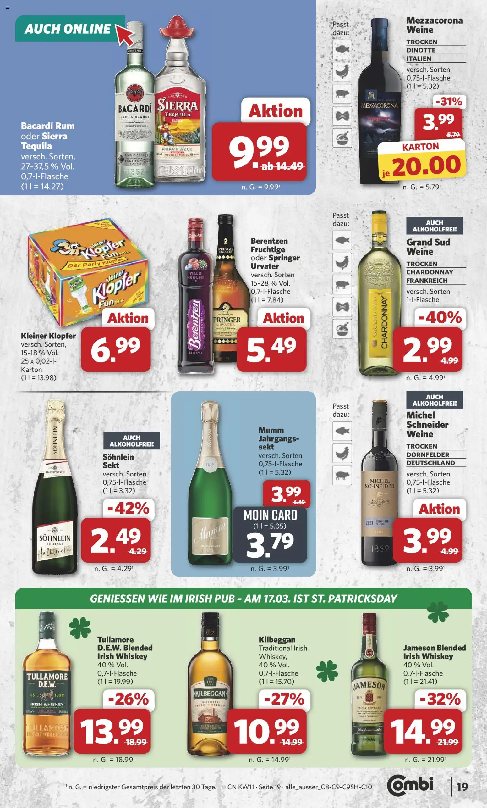 Combi Prospekt 	 – gültig ab 09.03.2026 | Seite: 22 | Produkte: Bacardi, Tequila, Whiskey, Berentzen