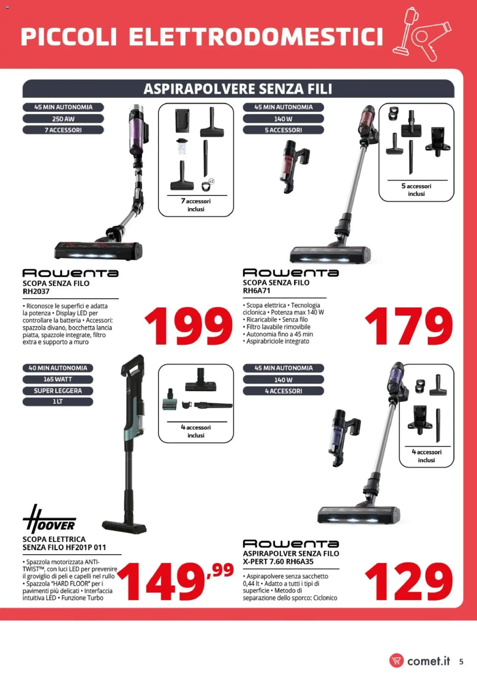Volantino Comet del 31.10.2025 | Pagina: 5 | Prodotti: Spazzola, Rullo, Scopa, Aspirapolvere