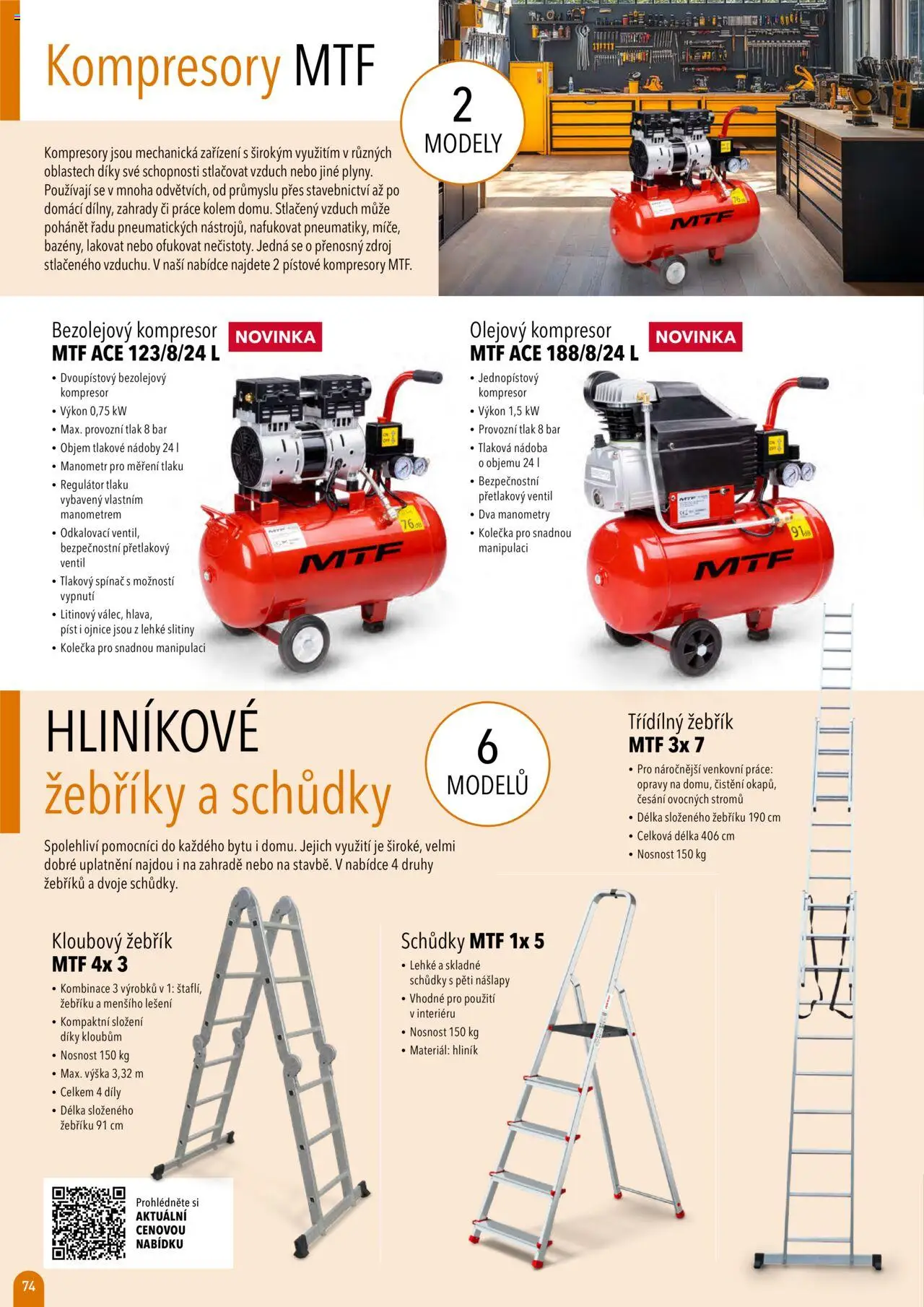 Mountfield katalog 2025 od 16.04.2025 | Strana: 74 | Produkty: Žebřík, Kompresory, Kompresor, Modely