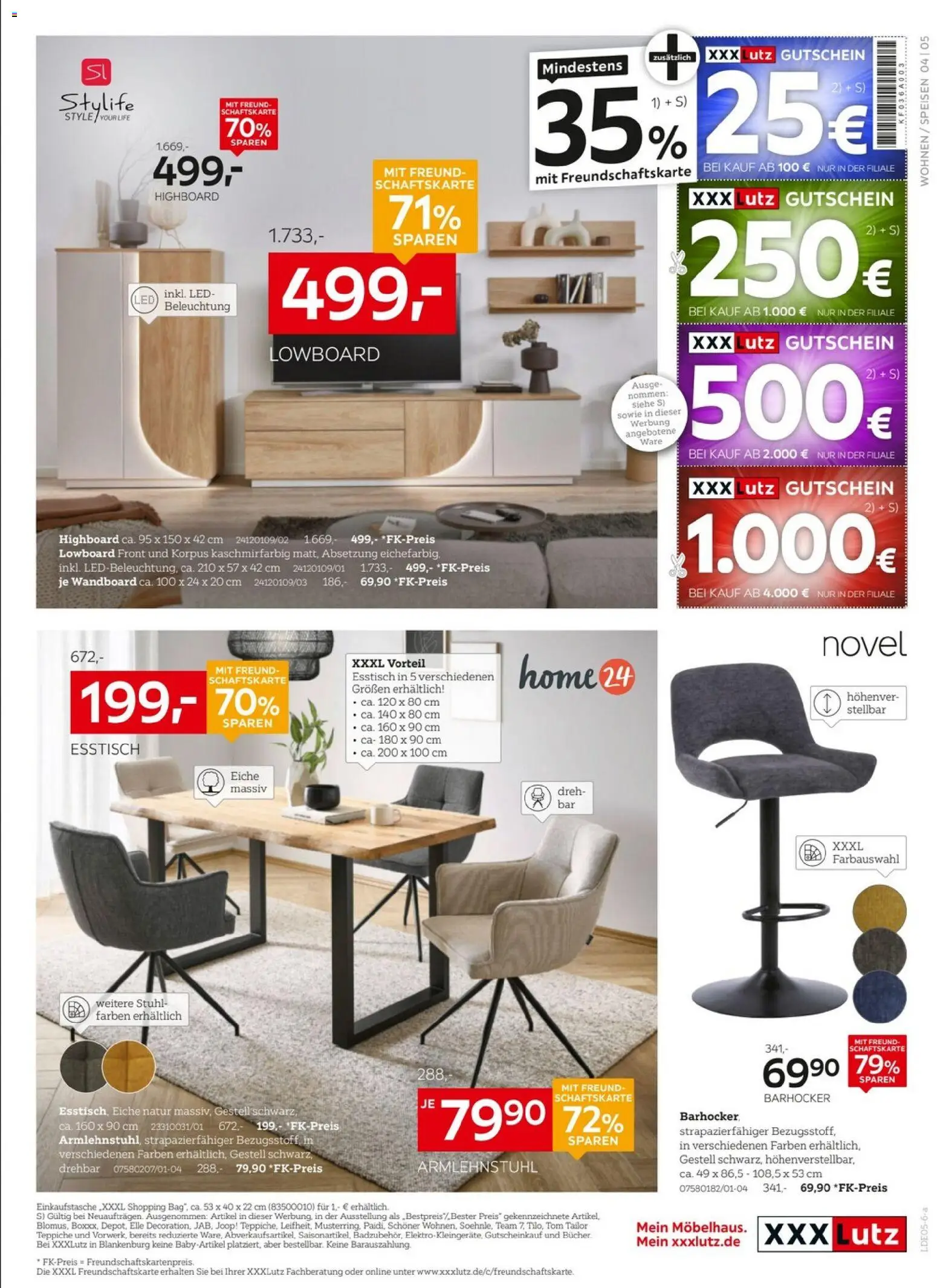 XXXLutz Nr. 1 beim Preis – gültig ab 25.04.2026 | Seite: 5 | Produkte: HIghboard, Esstisch, Barhocker, Stuhl