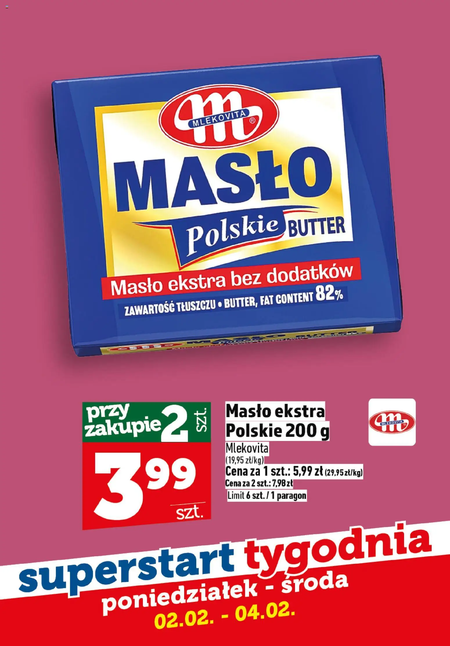 Topaz Gazetka - Superstart tygodnia od 02.02.2026 | Strona: 4 | Produkty: Masło Polskie, Masło