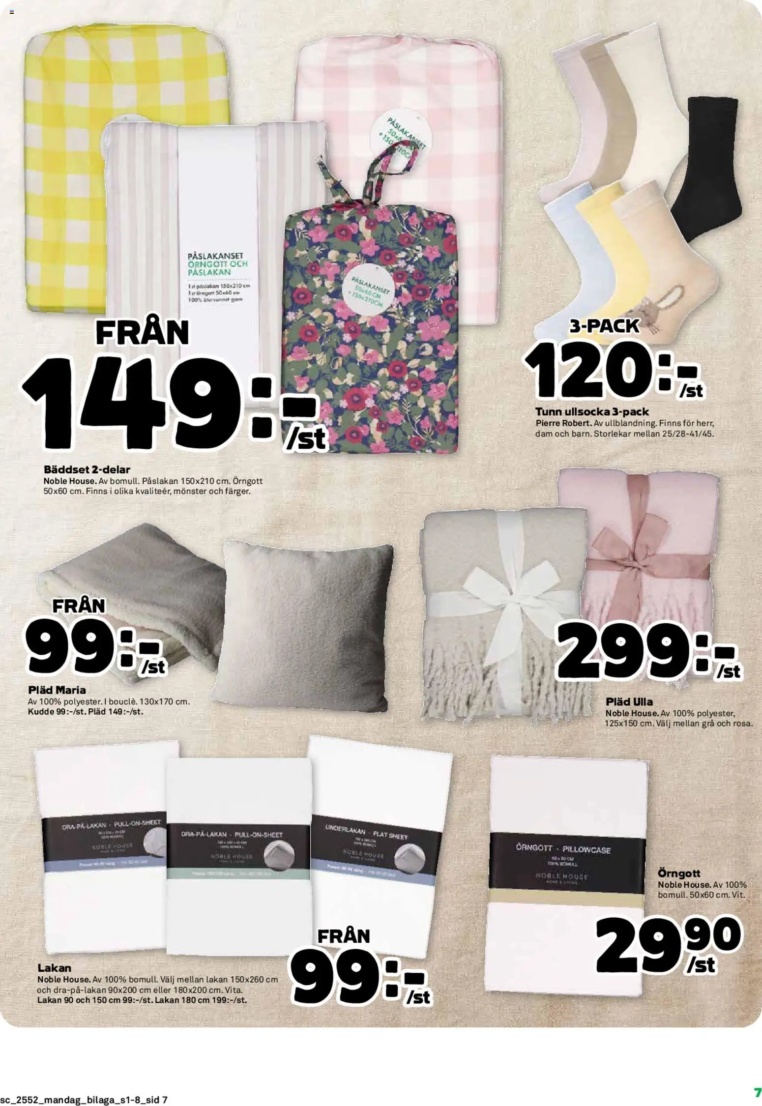 Stora Coop reklamblad aktuell från 29.12.2025 | Sida: 23 | Produkter: Lakan, Påslakanset, Kudde, Bäddset