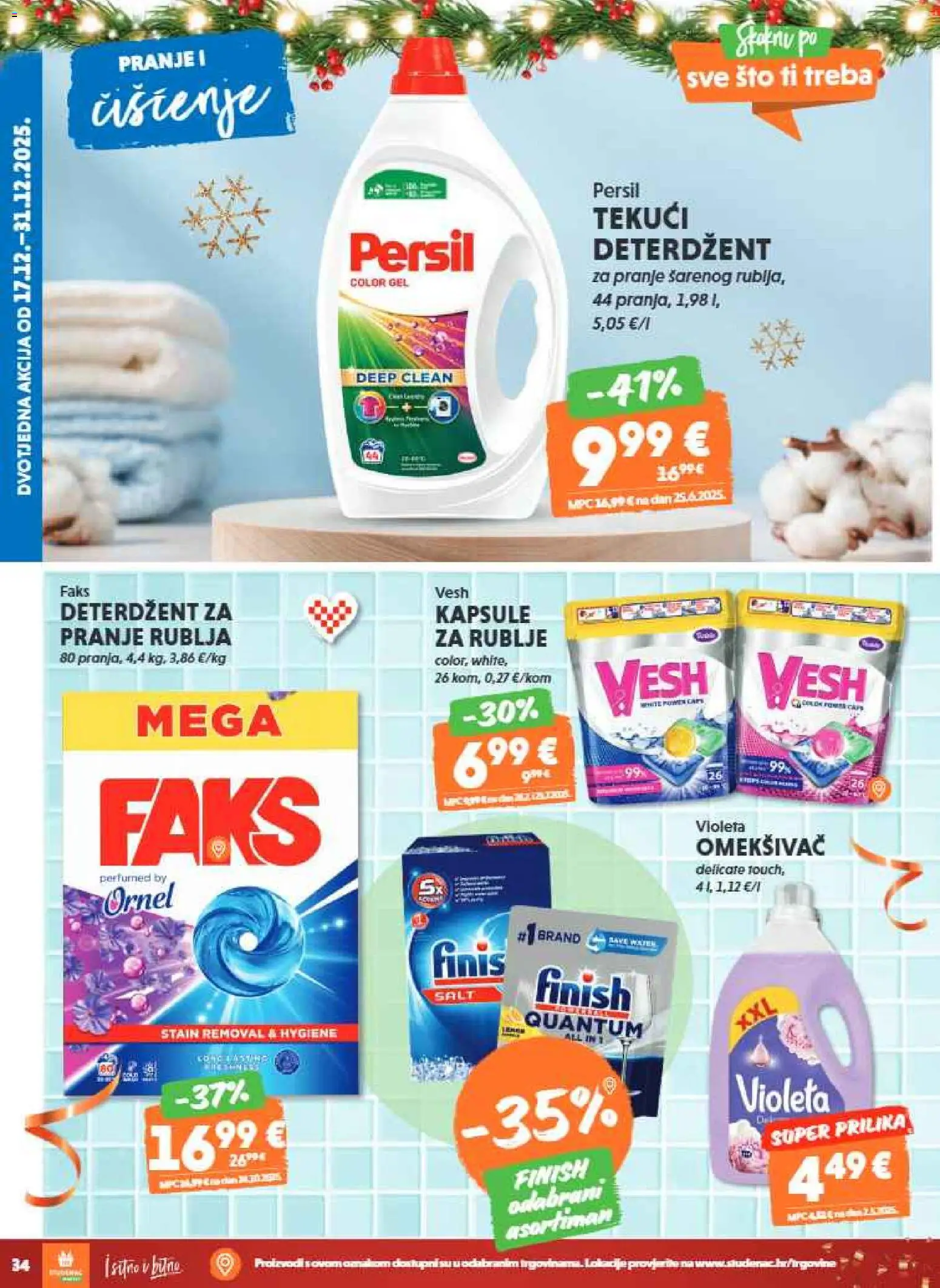 Studenac katalog | vrijedi od 17.12.2025 | Stranica: 34 | Proizvodi: Faks, Omekšivač, Finish, Violeta