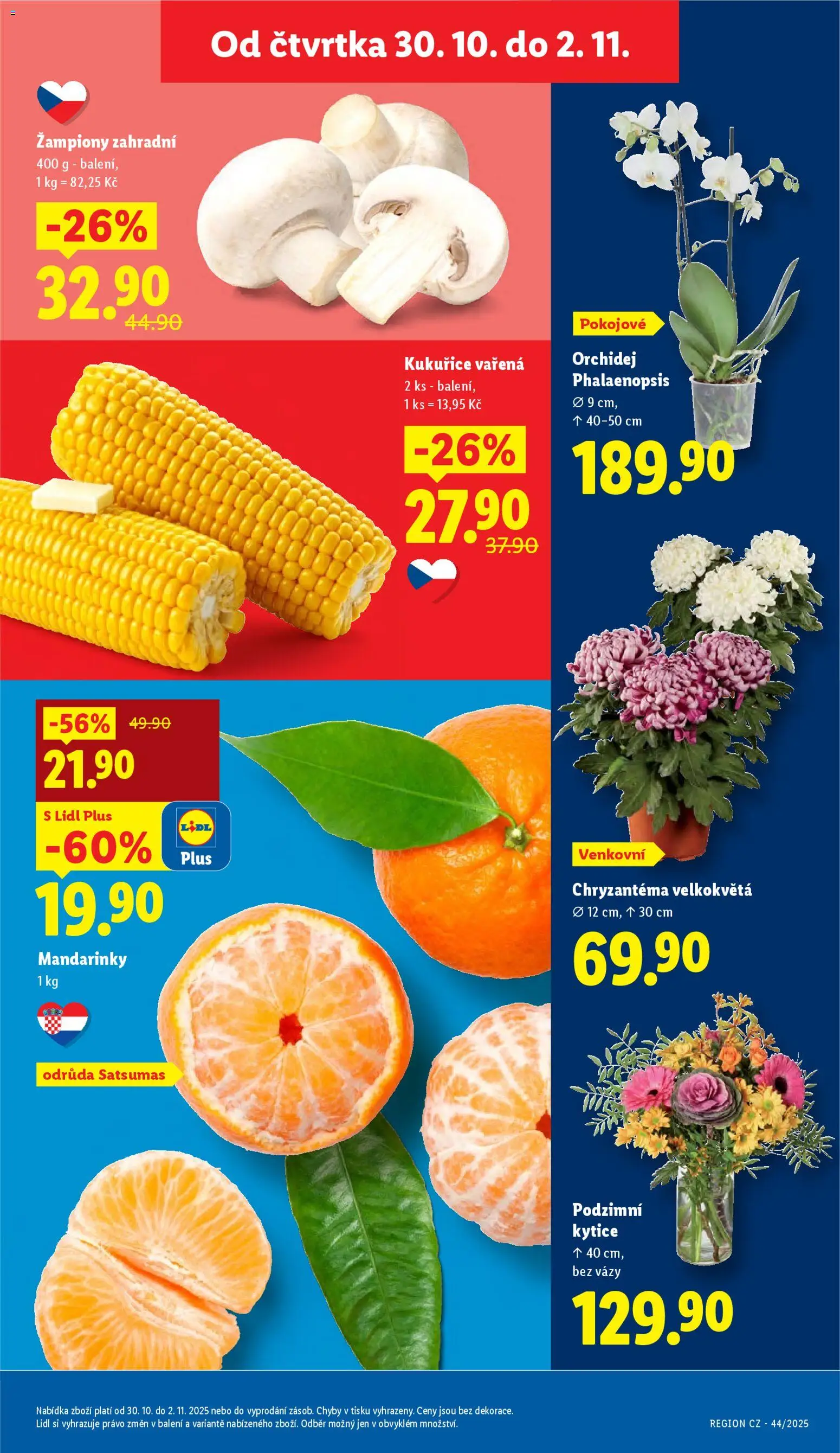 Lidl leták od 30.10.2025 | Strana: 7 | Produkty: Žampiony, Orchidej, Mandarinky, Kytice