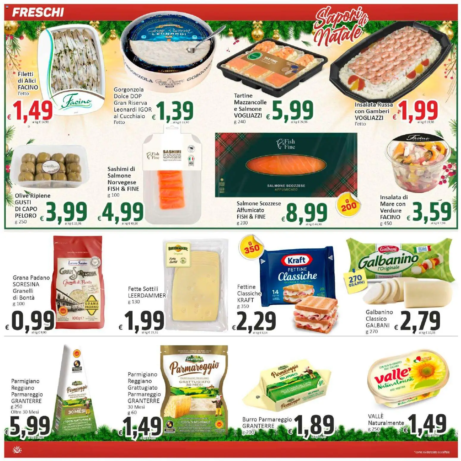 Volantino Paghi Poco del 11.12.2025 | Pagina: 12 | Prodotti: Gamberi, Olio, Grana Padano, Parmigiano reggiano