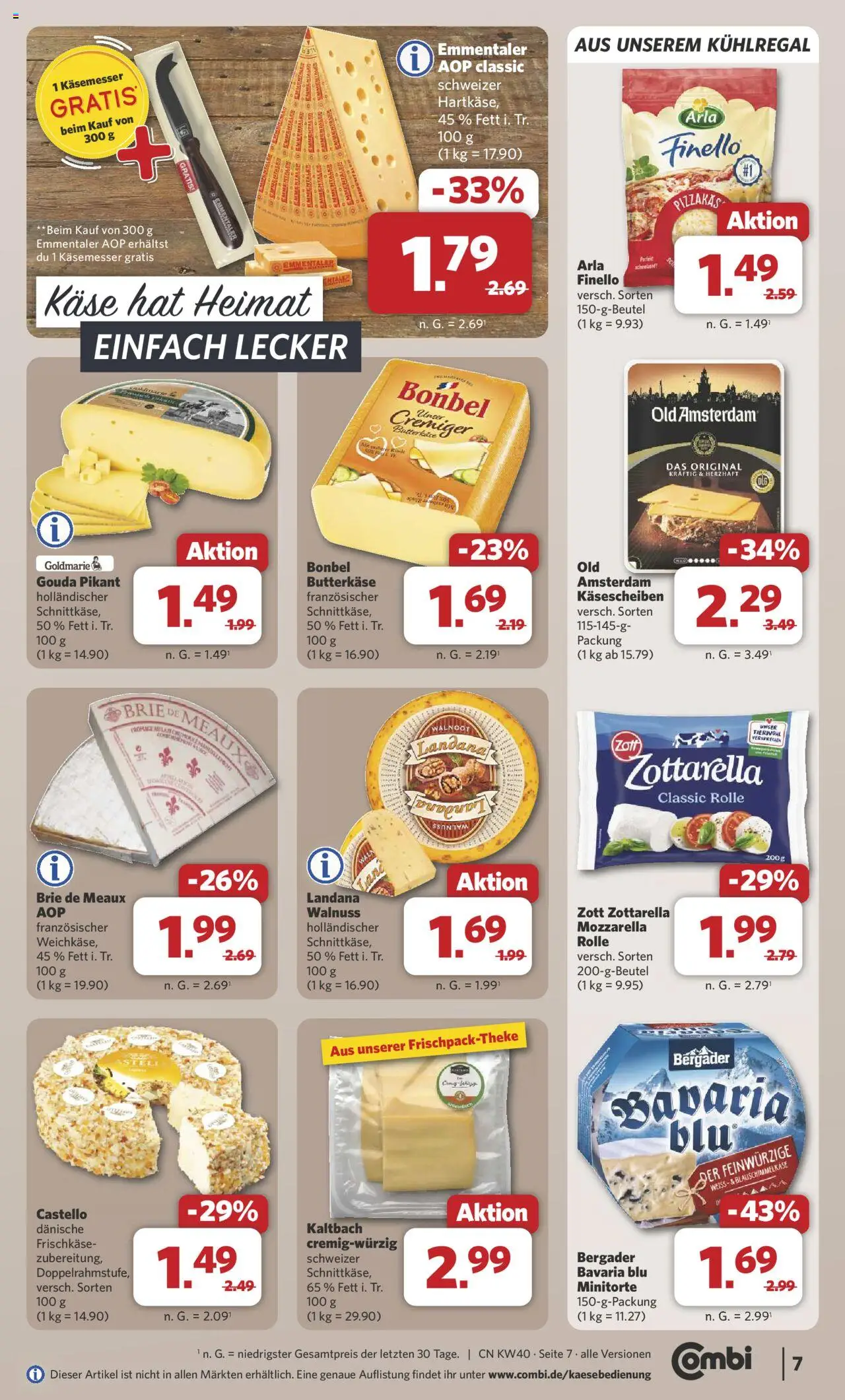 Combi Prospekt 	 – gültig ab 29.09.2025 | Seite: 7 | Produkte: Käse, Mozzarella, Gouda, Frischkase