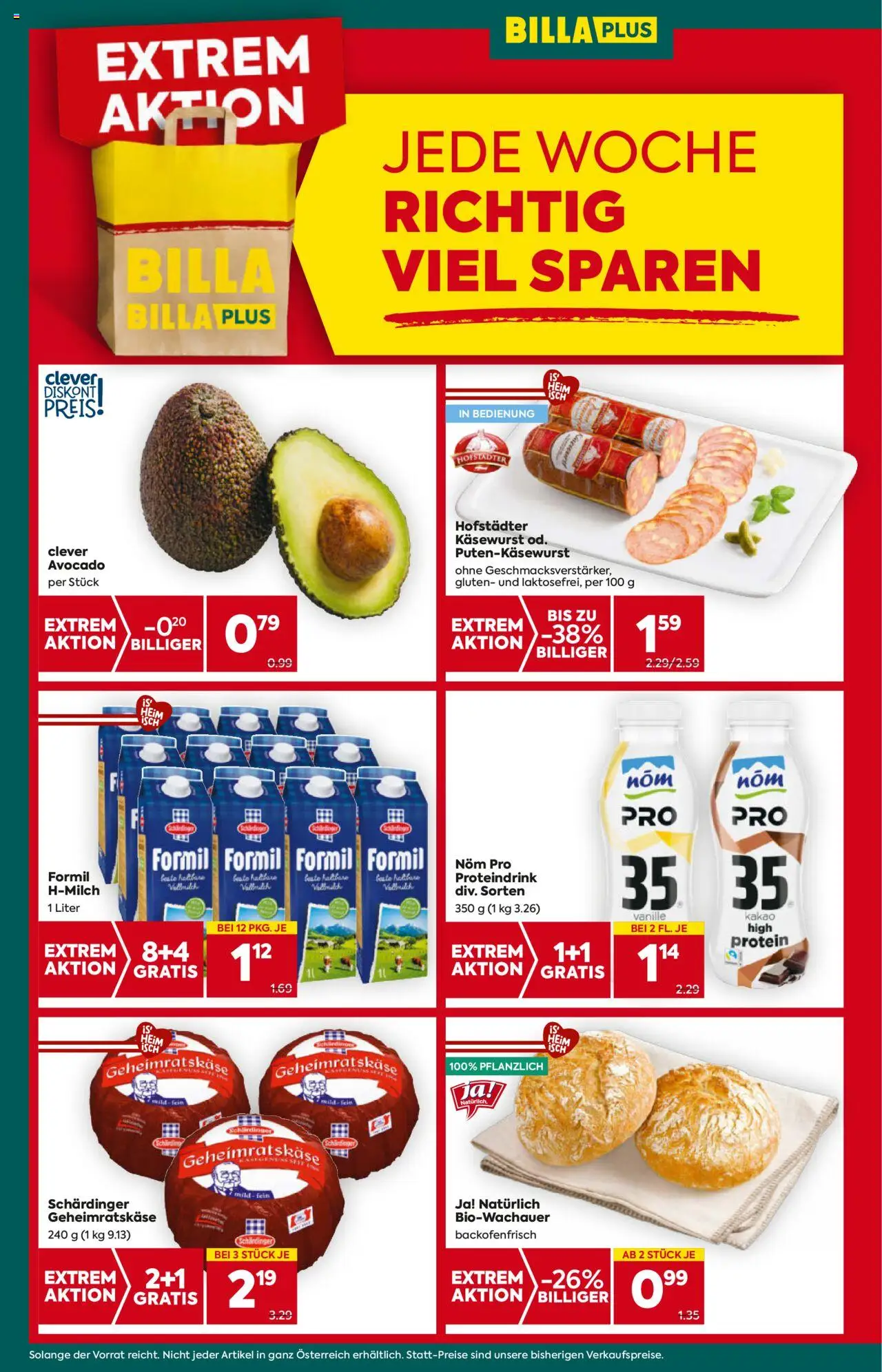 Billa Plus Flugblatt gültig ab 14.08.2025 | Seite: 4 | Produkte: Gurken, Avocado, Korb