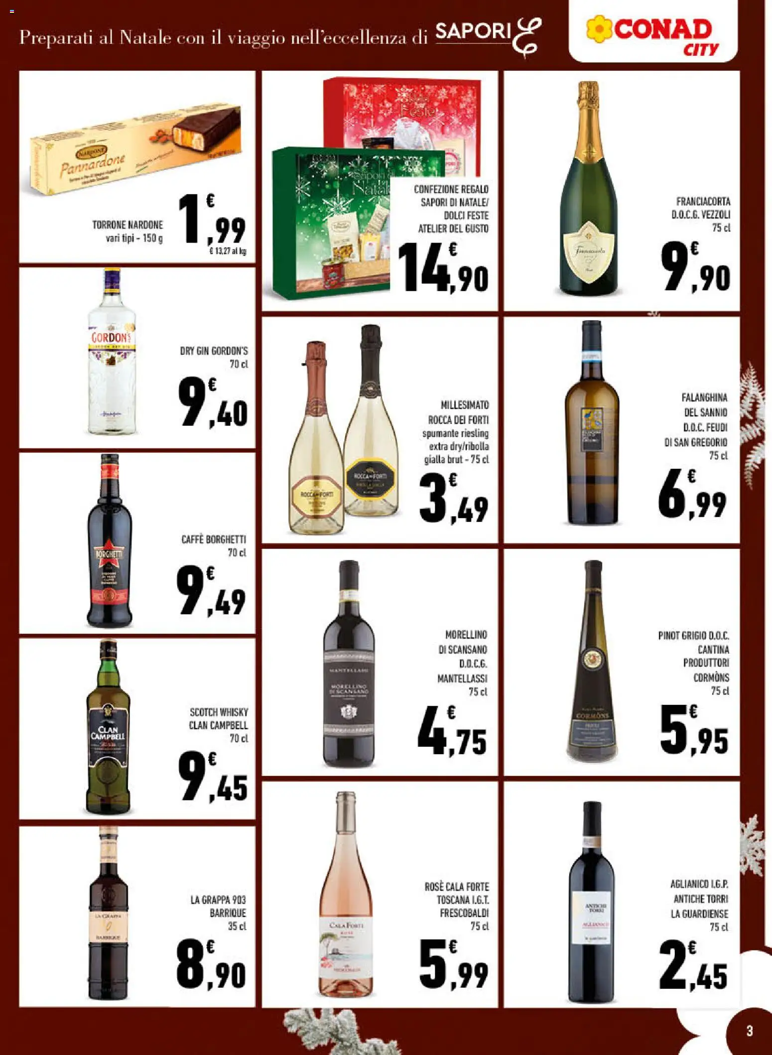 Volantino Conad del 01.12.2025 | Pagina: 3 | Prodotti: Caffè, Whisky, Spumante, Grappa