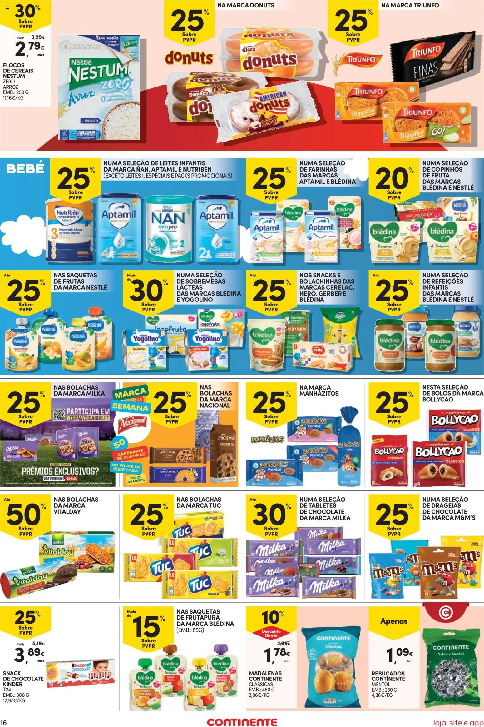 Continente Semanal Continente Bom Dia │ válido de 06.01.2026 | Página: 16 | Produtos: Banana, Rebuçados, Manhãzitos, Cereais