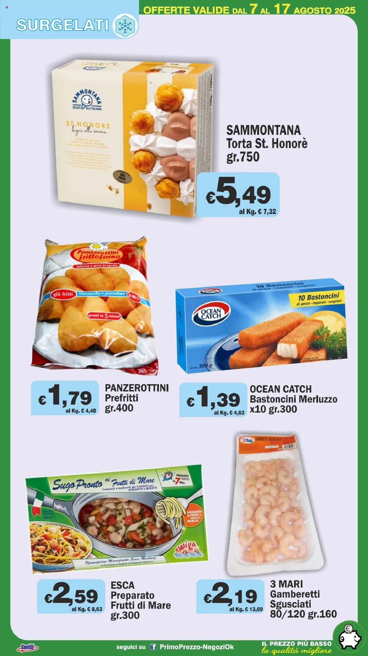Volantino Primo Prezzo del 07.08.2025 | Pagina: 34 | Prodotti: Pesce, Pomodoro, Torta, Sugo