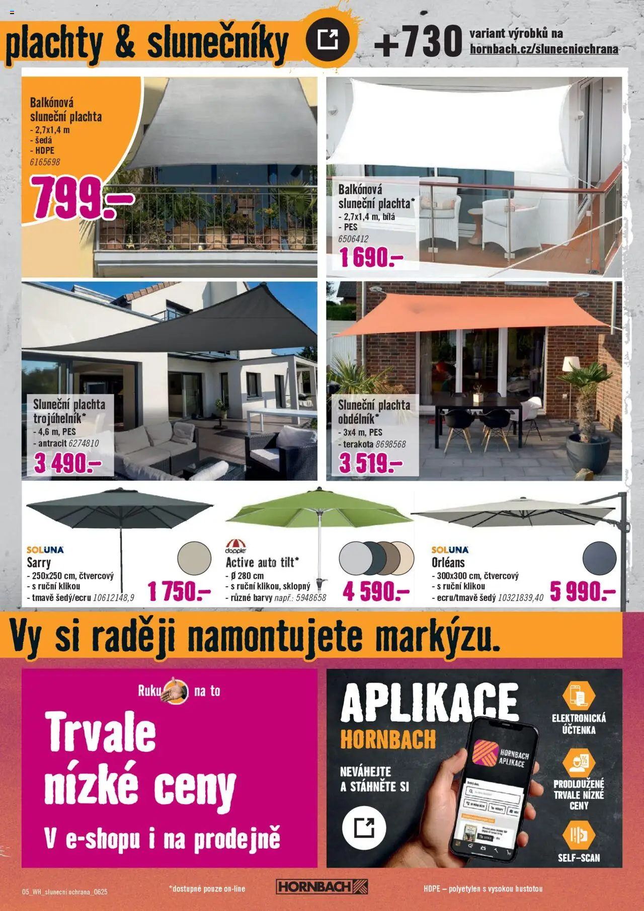 HORNBACH leták - Sluneční ochrana od 18.06.2025 | Strana: 5 | Produkty: Plachty, Sluneční plachta, Pes, Plachta