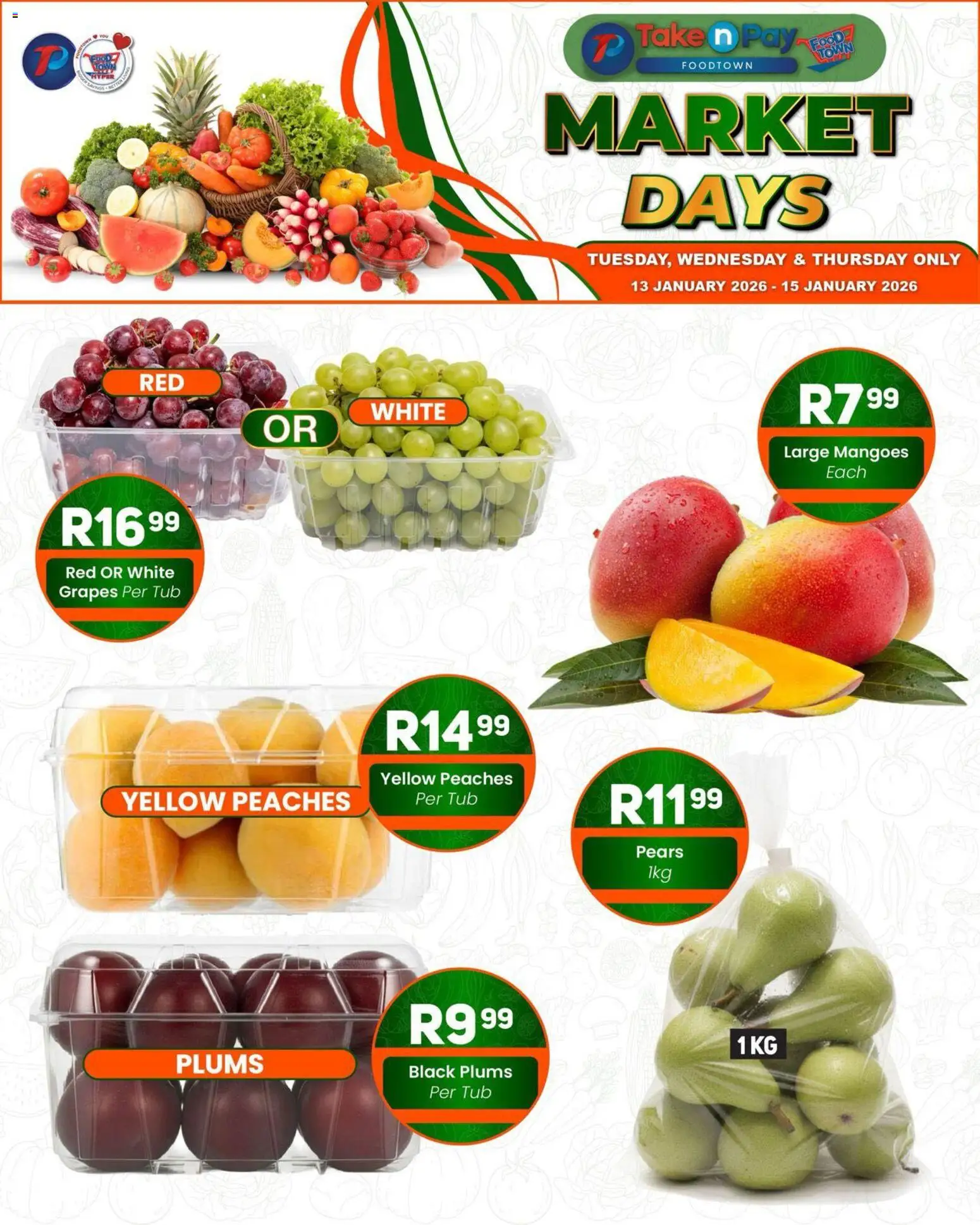 New Take n Pay catalogue – valid from 13.01.2026 | Page: 3 | Products: Pears, Grapes