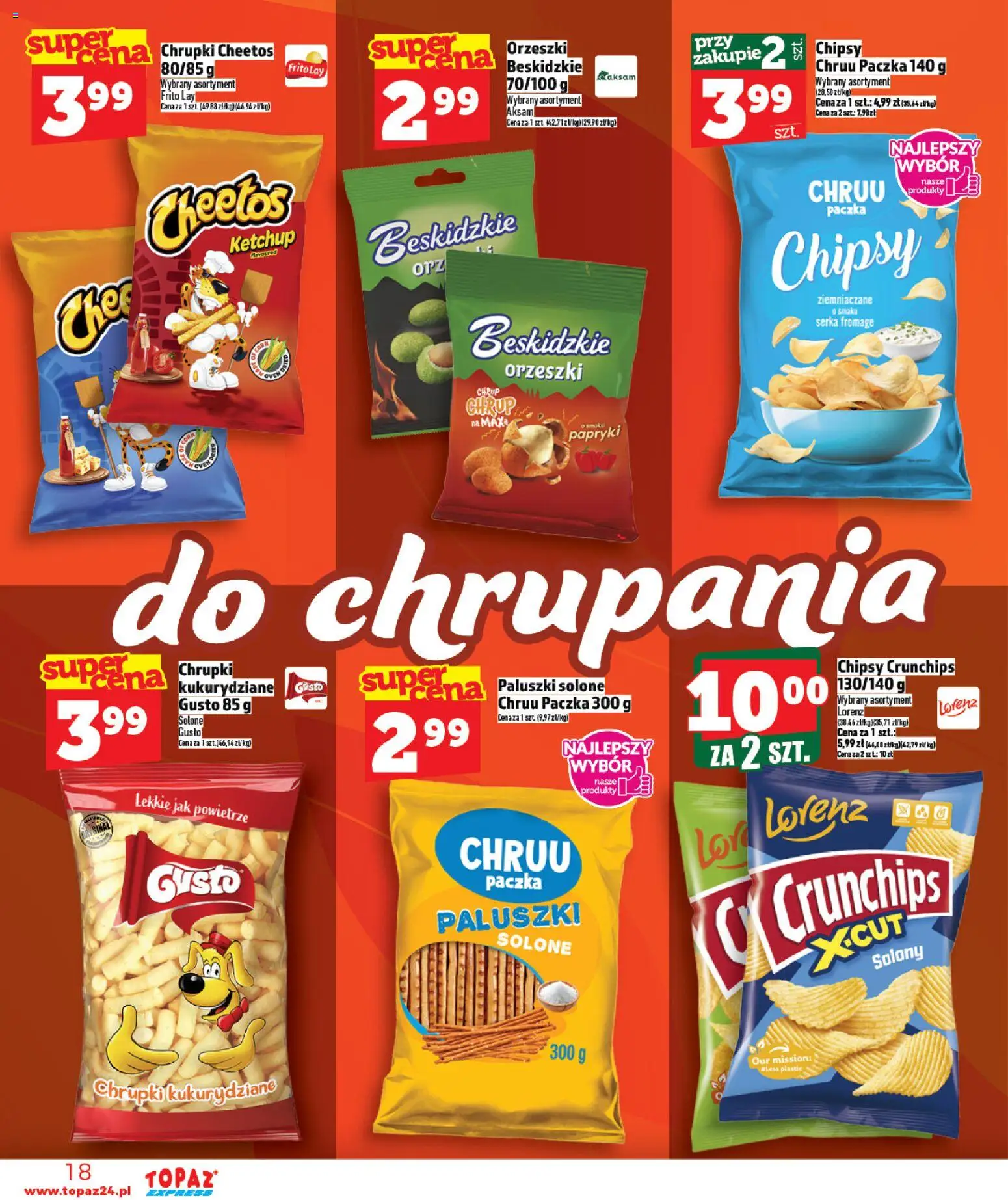 Topaz gazetka - Express od 09.04.2026 | Strona: 18 | Produkty: Chipsy, Ketchup, Chrupki, Paluszki