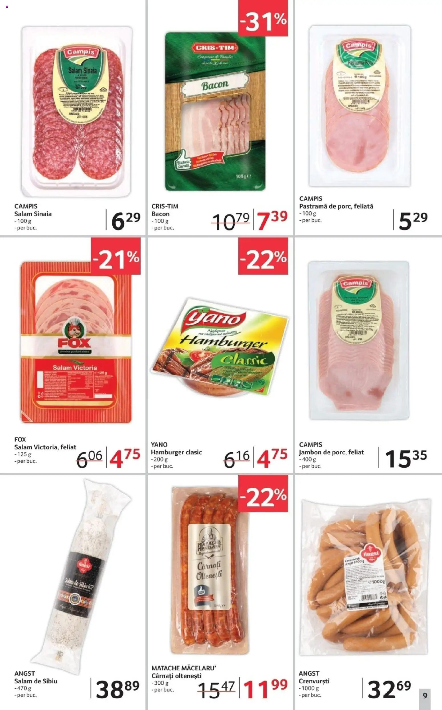 Noul catalog Selgros – valabil de la 02.01.2026 | Pagină: 9 | Produse: Crenvurști, Bacon, Salam, Cârnați