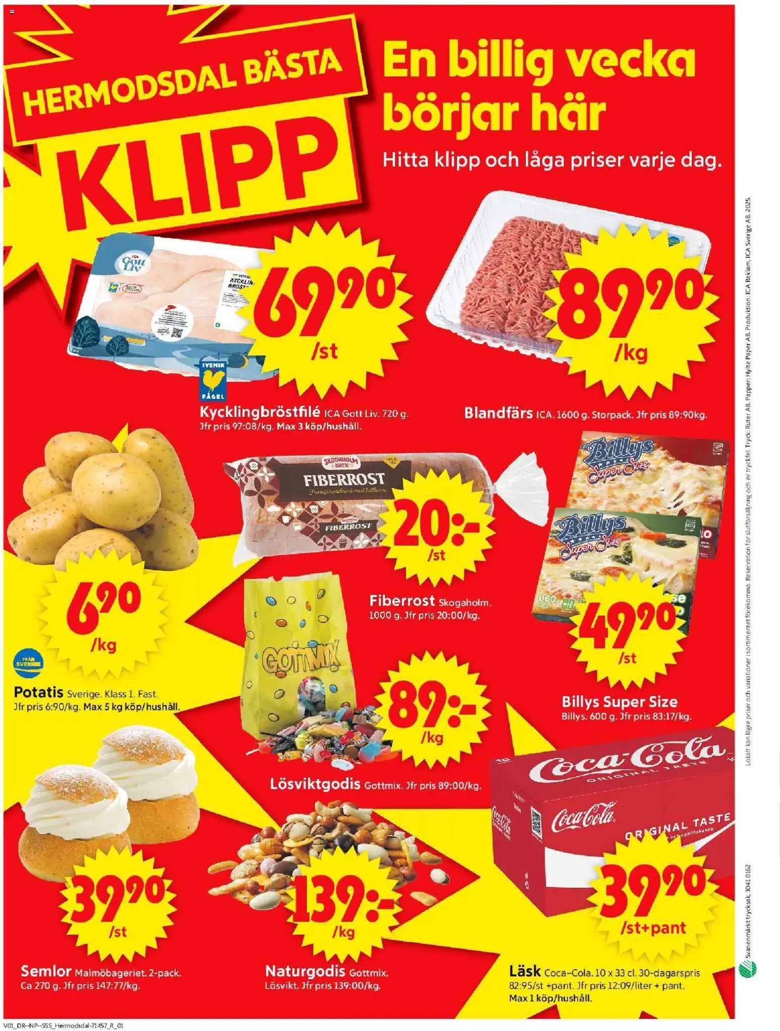 ICA Supermarket reklamblad aktuell från 30.12.2025 | Sida: 10 | Produkter: Blandfärs, Coca cola, Potatis, Papper