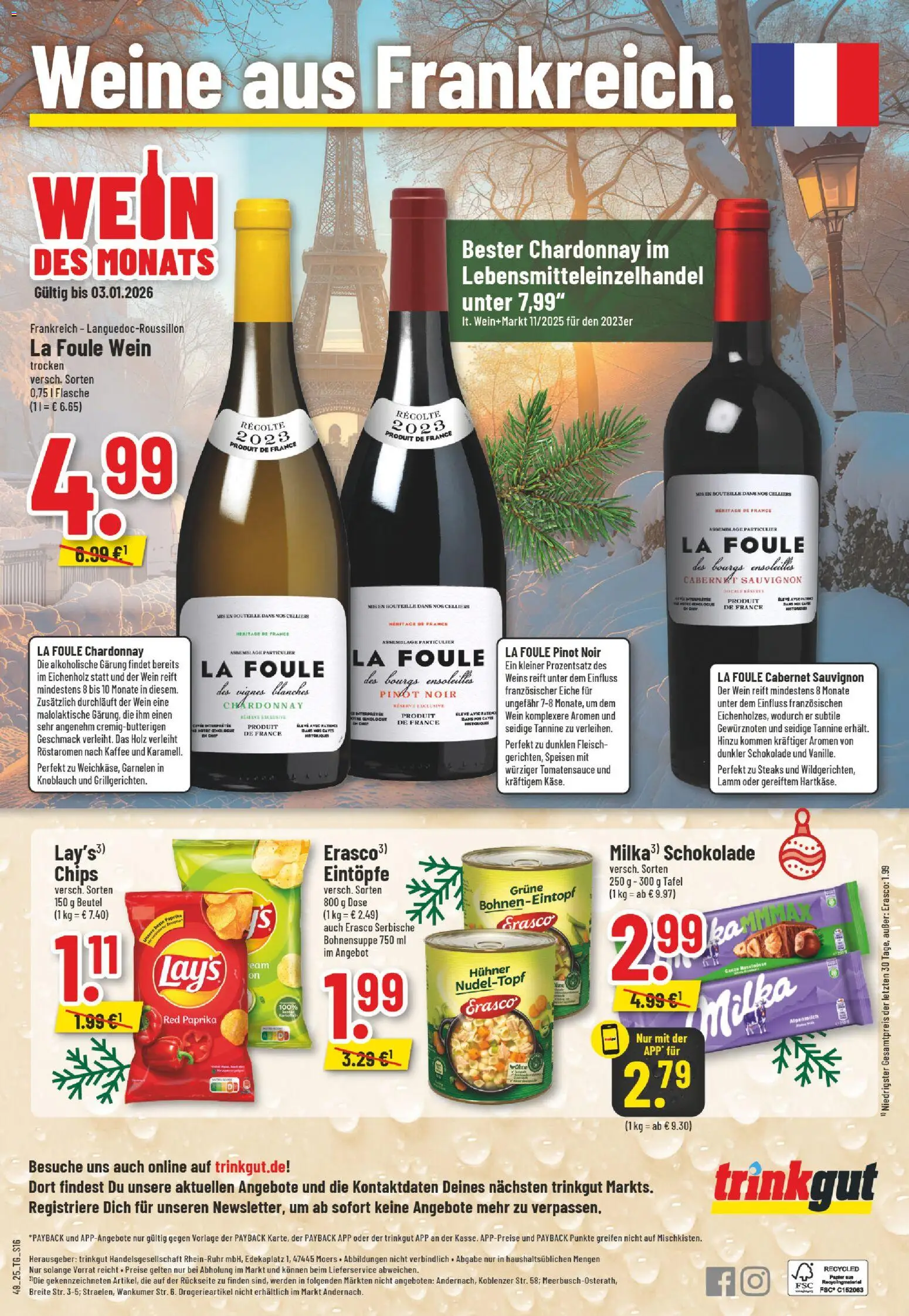 Trinkgut Prospekt – gültig ab 01.12.2025 | Seite: 16 | Produkte: Schokolade, Garnelen, Knoblauch, Wein
