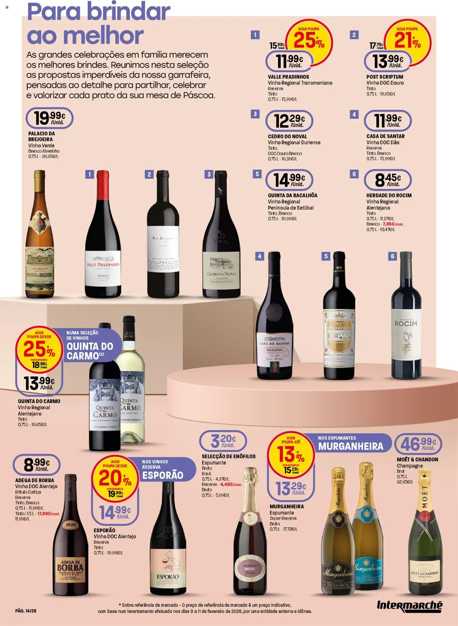 Intermarché Pascoa Super │ válido de 19.03.2026 | Página: 14 | Produtos: Espumante, Base, Champagne, Vinho