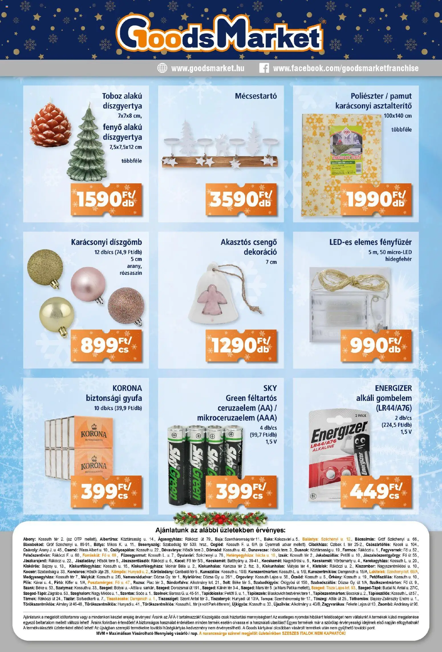 Goods Market akciós ujság - amely érvényes a következő dátumtól: 04.12.2025 | Oldal: 10 | Termékek: Ceruzaelem, Fényfüzér, Mécsestartó, Dekoráció