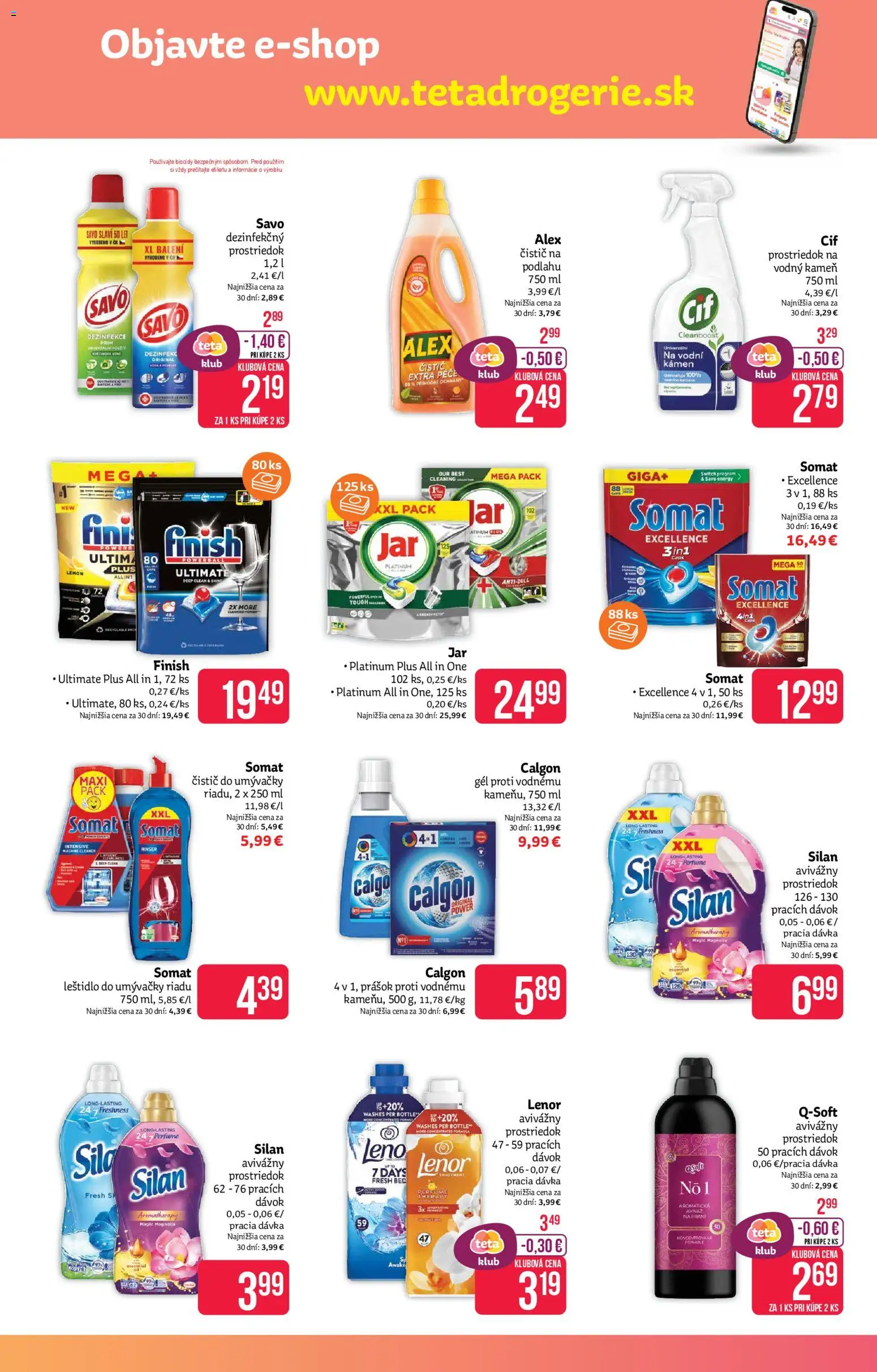 Nové Teta drogerie akcie – leták je platný od 27.10.2025 | Strana: 15 | Produkty: Silan, Cif, Jar, Lenor