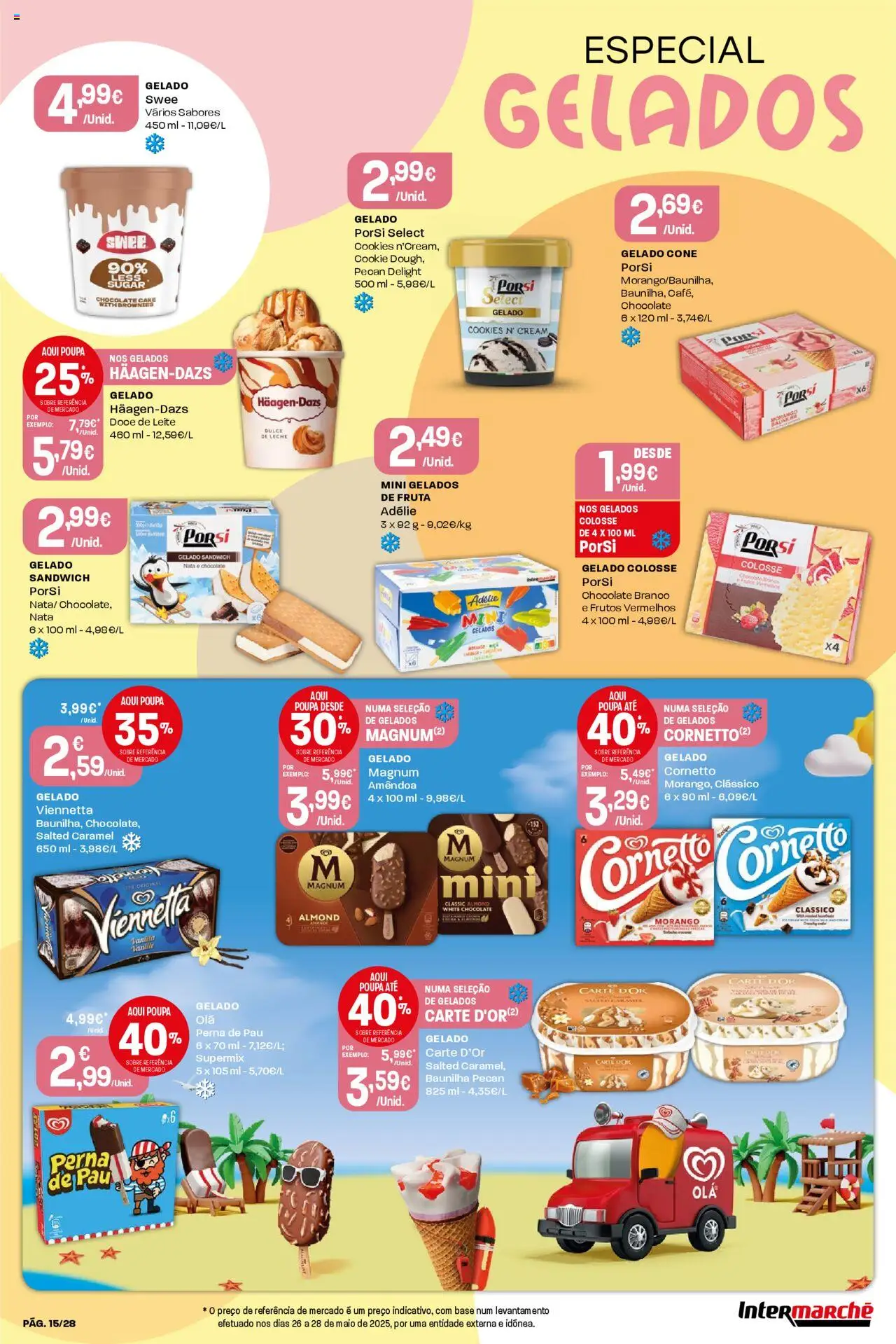 Intermarché folheto │ válido de 03.07.2025 | Página: 15 | Produtos: Gelado, Leite, Chocolate, Nata
