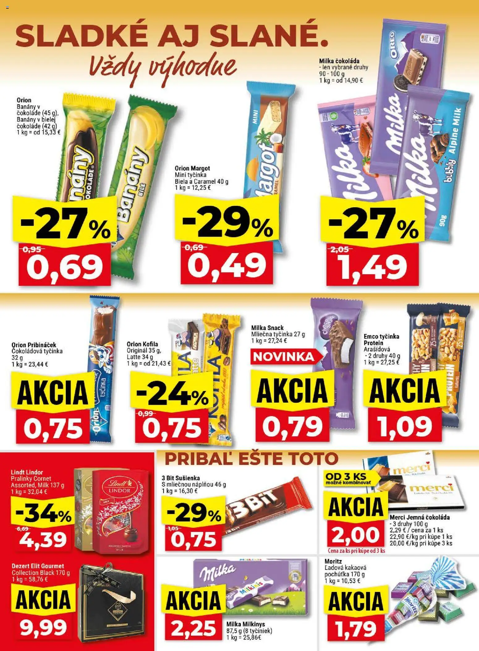 Nové Klas akcie – leták je platný od 20.04.2026 | Strana: 17 | Produkty: Banány v čokoláde, Banány, Lindor, Lindt