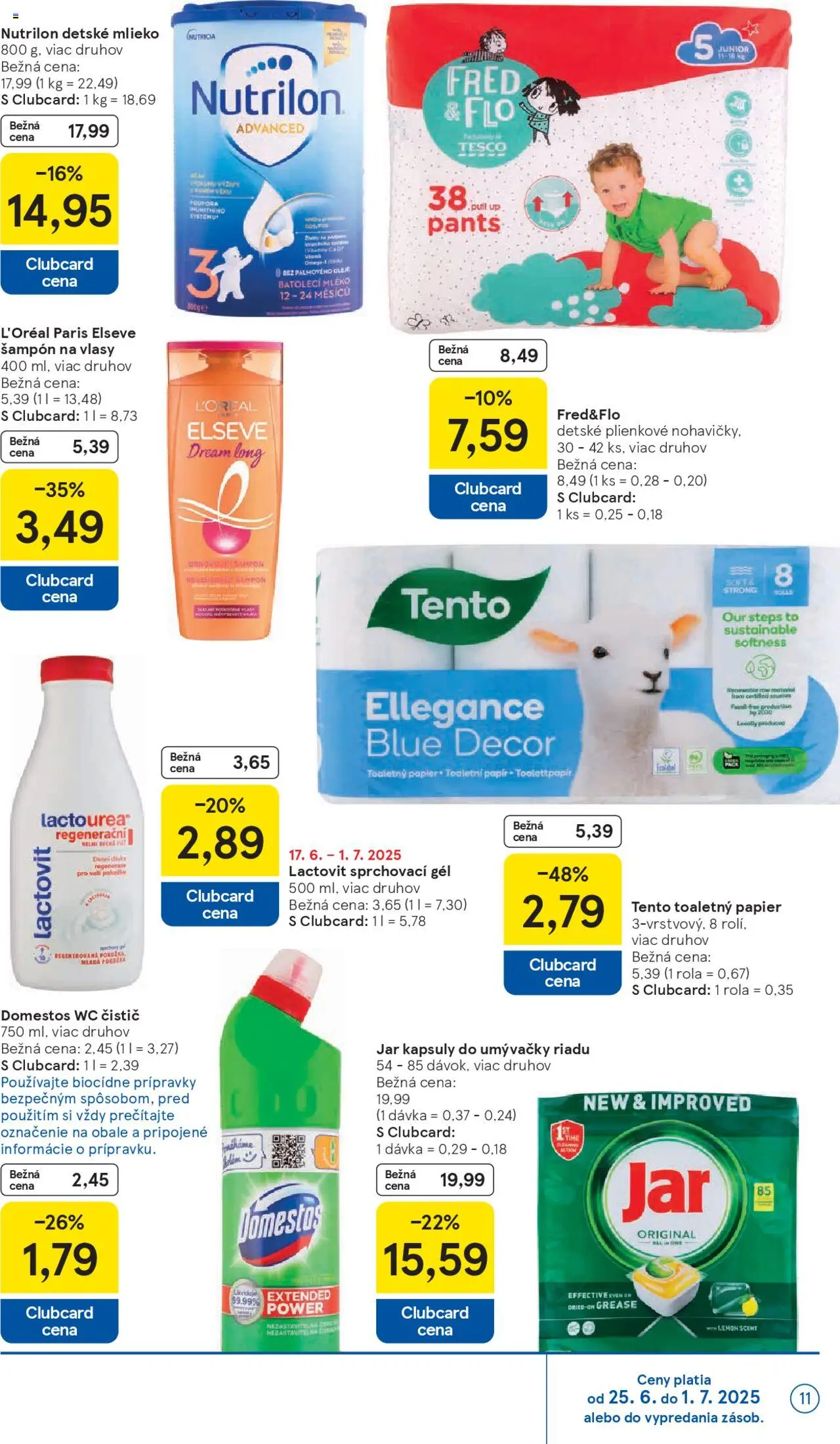 Tesco Hypermarket - leták │ platný od 25.06.2025 | Strana: 11 | Produkty: Mlieko, Toaletný papier, Jar, Lactovit