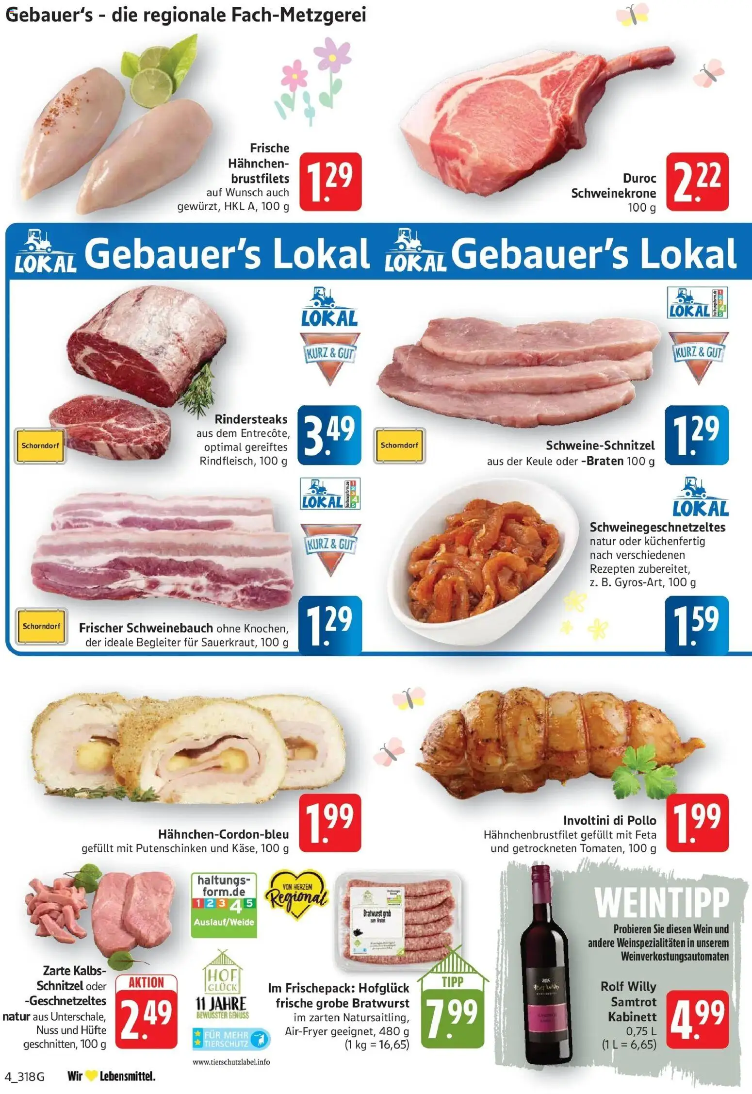 E center Prospekt Göppingen	 – gültig ab 23.03.2026 | Seite: 4 | Produkte: Hahnchen, Bratwurst, Schnitzel, Wein
