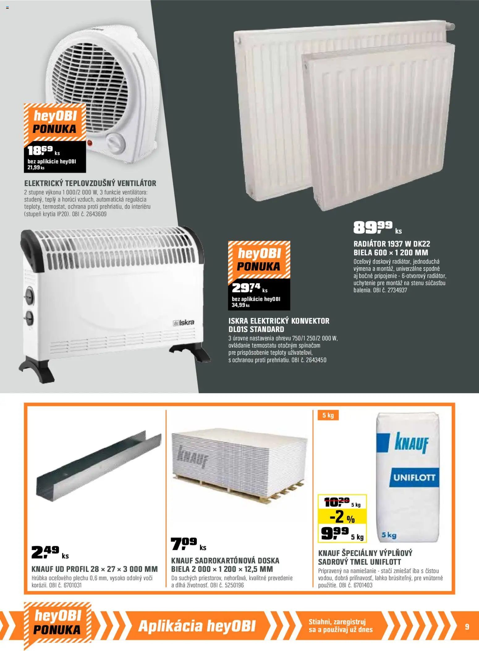 Nové OBI akcie – leták je platný od 01.11.2025 | Strana: 9 | Produkty: Teplovzdušný ventilátor, Ventilátor