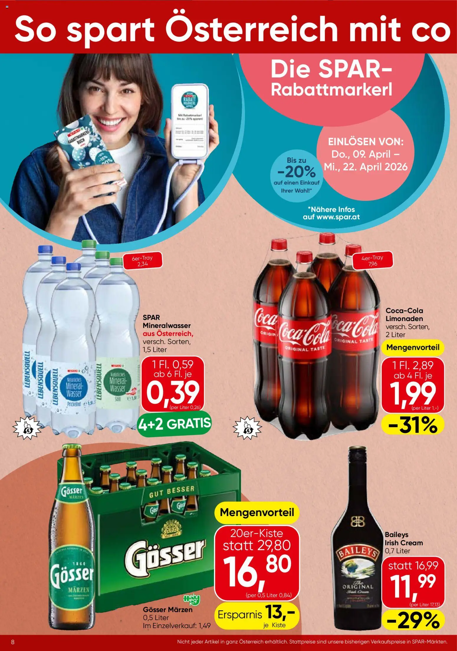 Spar Flugblatt - Kärnten gültig ab 09.04.2026 | Seite: 8 | Produkte: Wasser