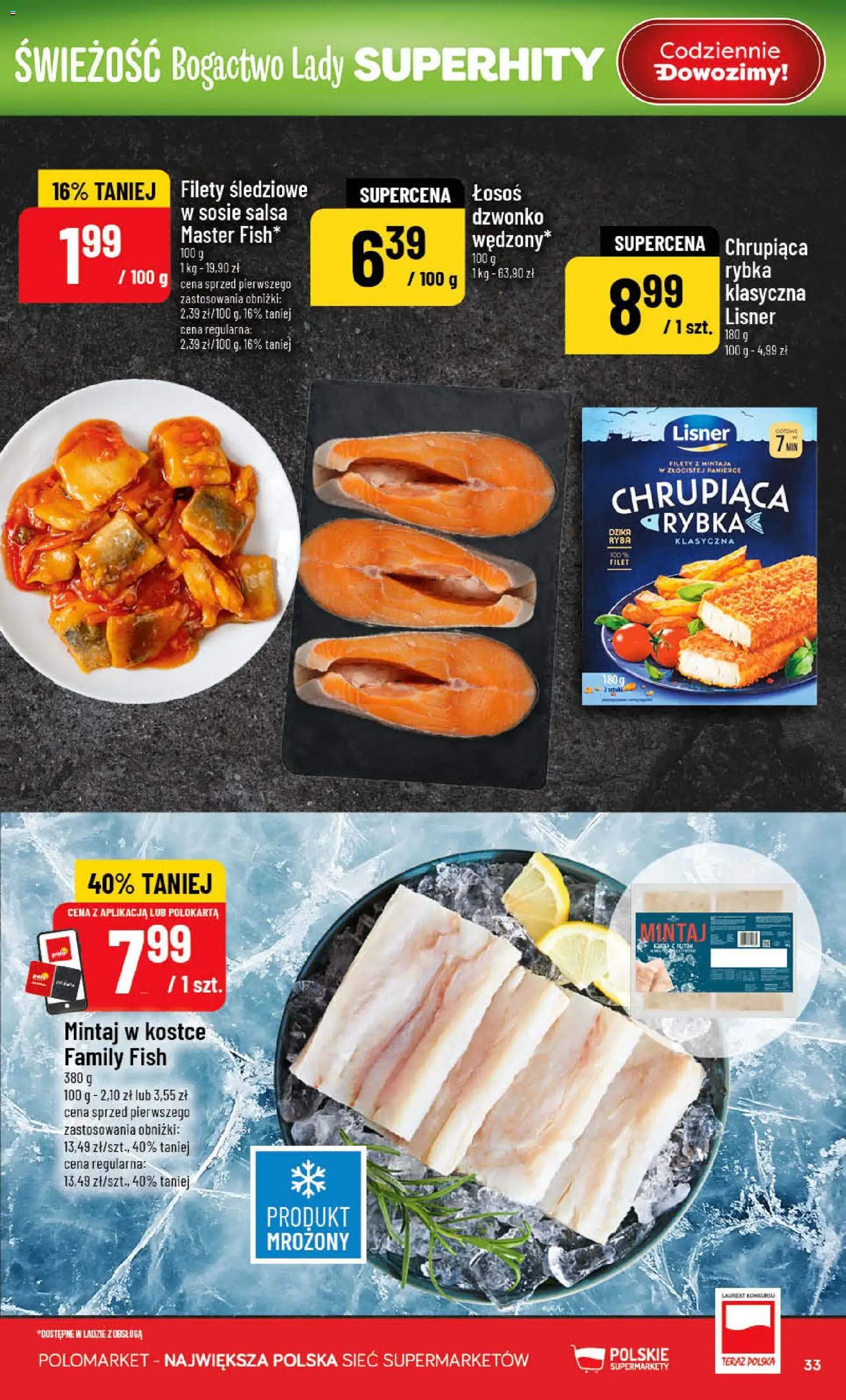 POLOmarket gazetka od 08.04.2026 | Strona: 33 | Produkty: Mintaj, Łosoś, Ryba