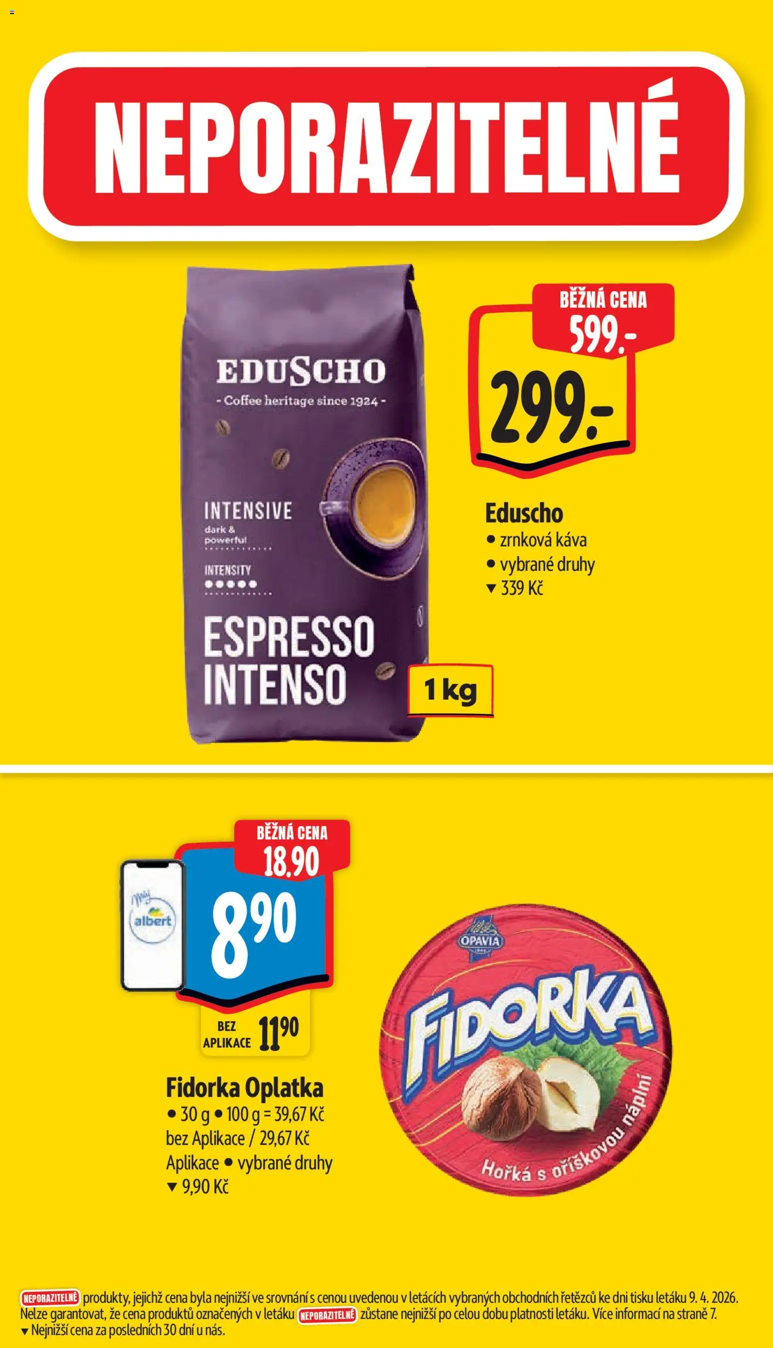 Albert leták - Supermarket od 15.04.2026 | Strana: 4 | Produkty: Káva, Zrnková káva, Fidorka