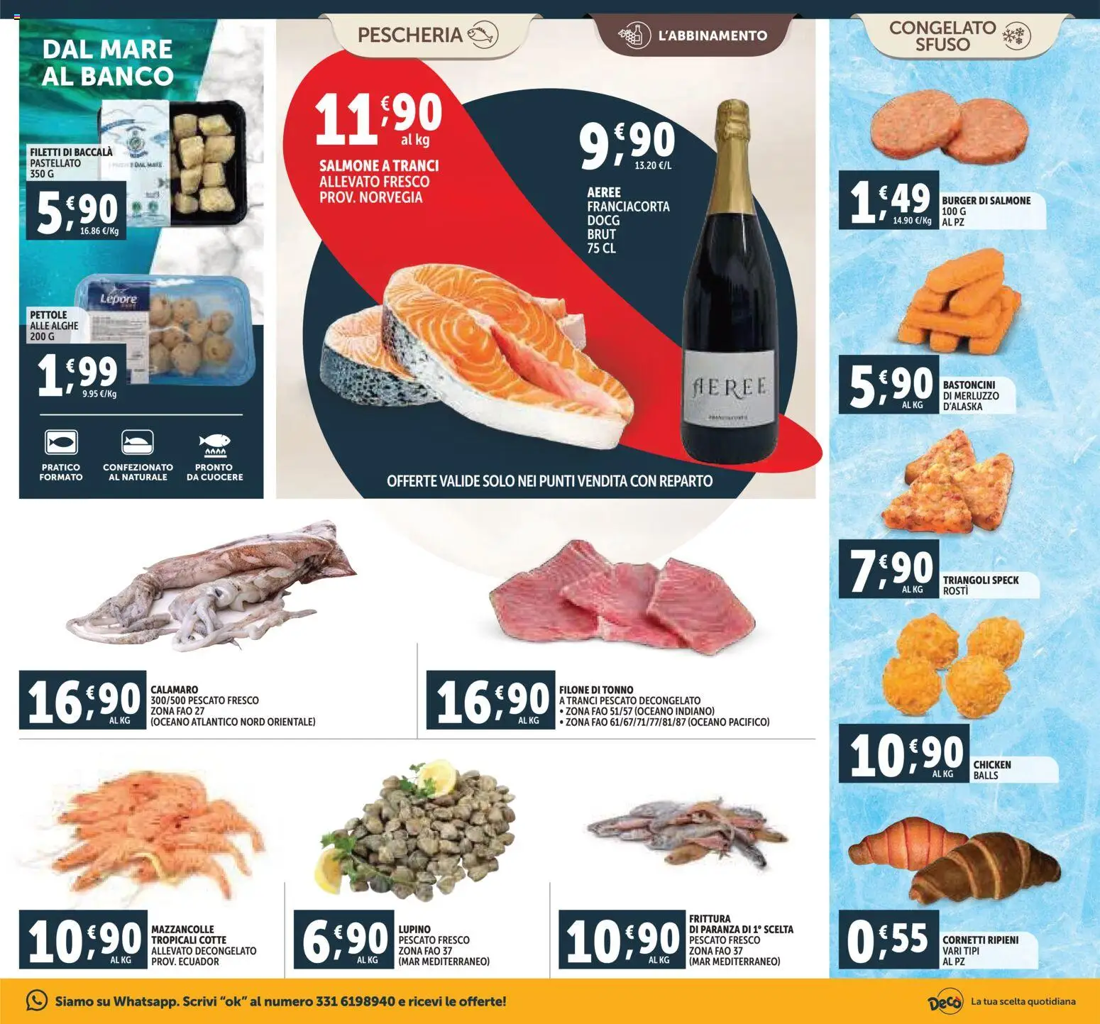 Volantino Decò del 20.11.2025 | Pagina: 7 | Prodotti: Salmone, Merluzzo, Mazzancolle, Tonno