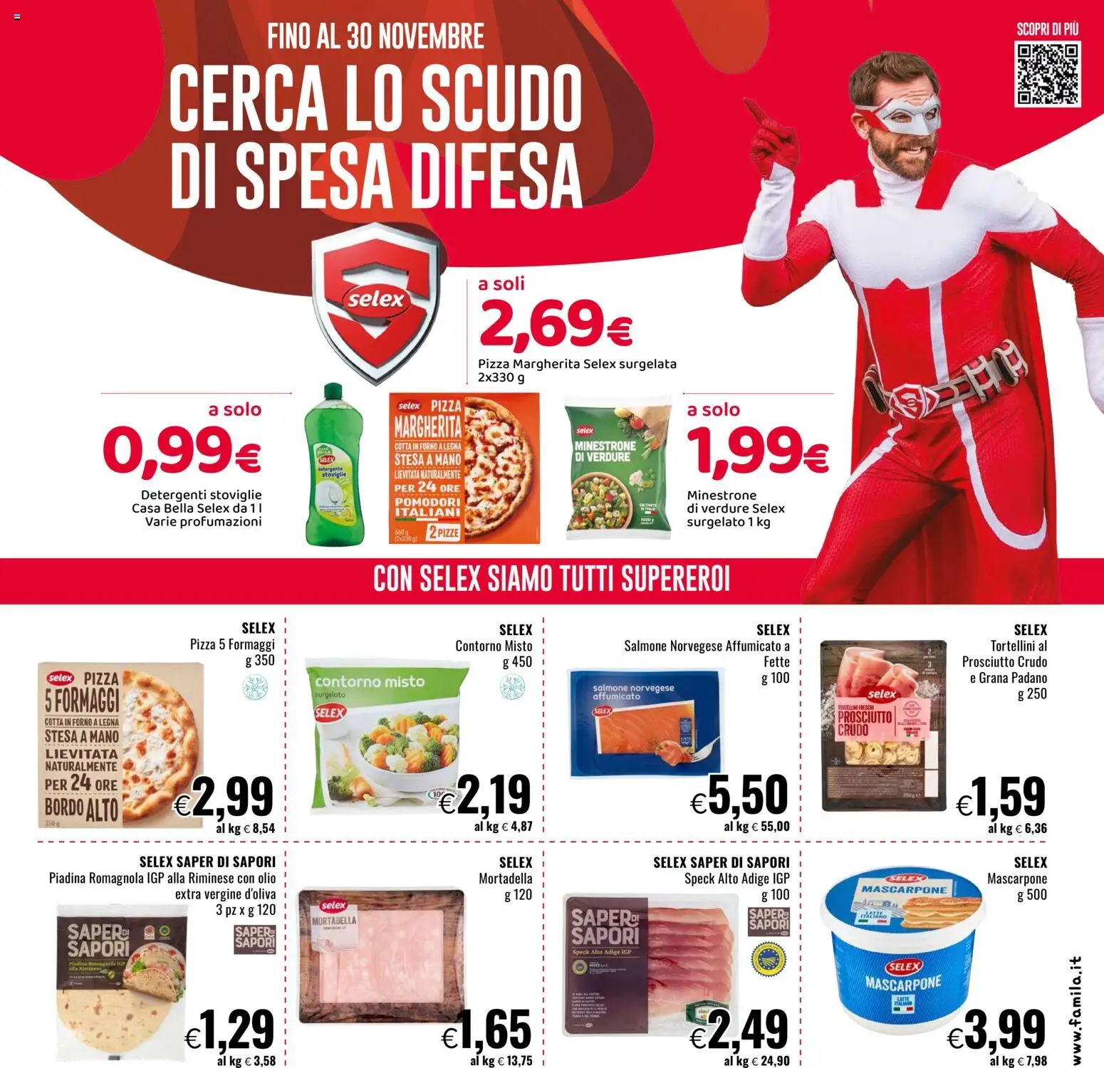 Volantino Famila del 13.11.2025 | Pagina: 17 | Prodotti: Speck, Pizza, Olio, Grana Padano