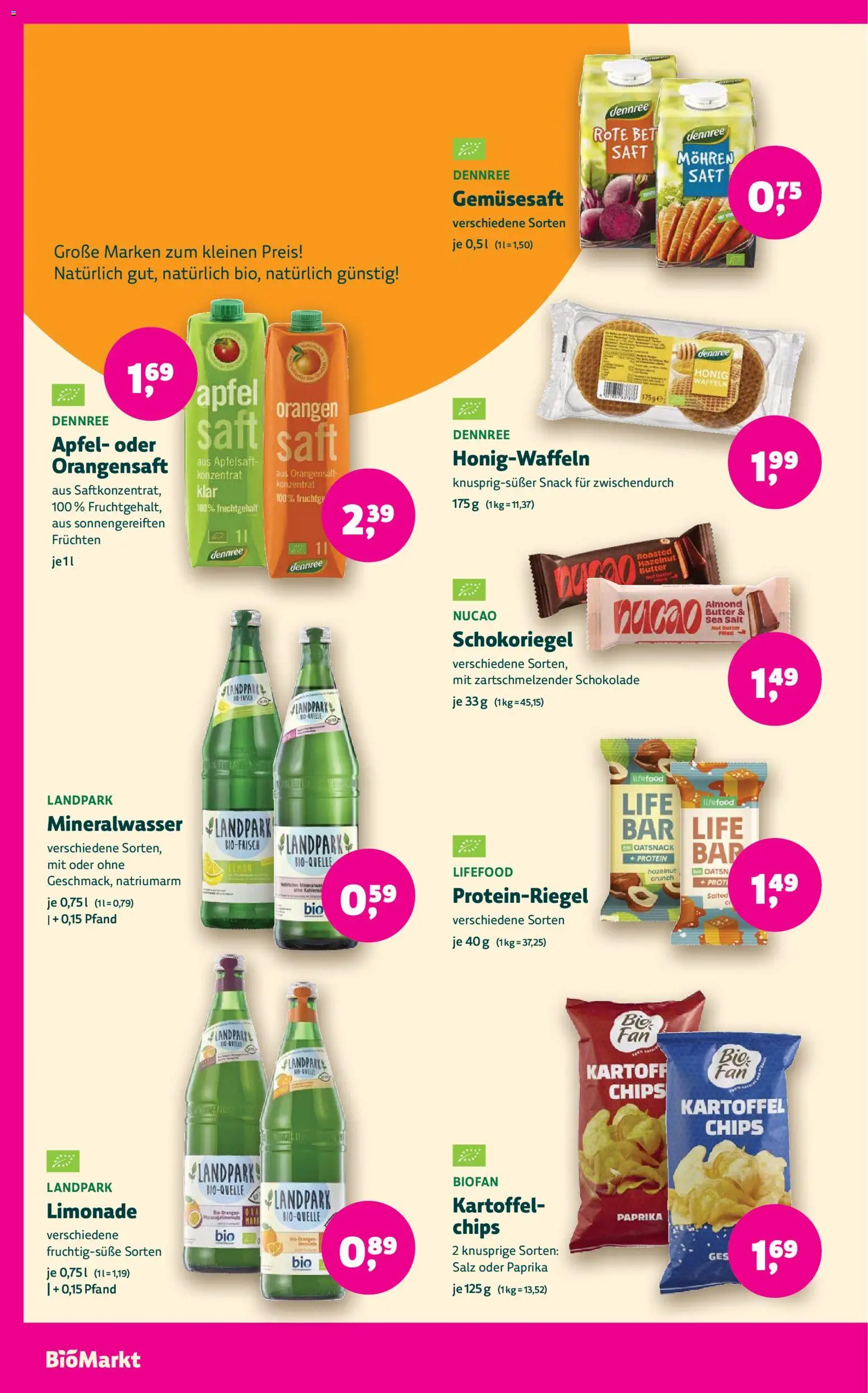 BioMarkt Prospekt – gültig ab 02.01.2026 | Seite: 16 | Produkte: Äpfel, Orangen, Mineralwasser, Chips