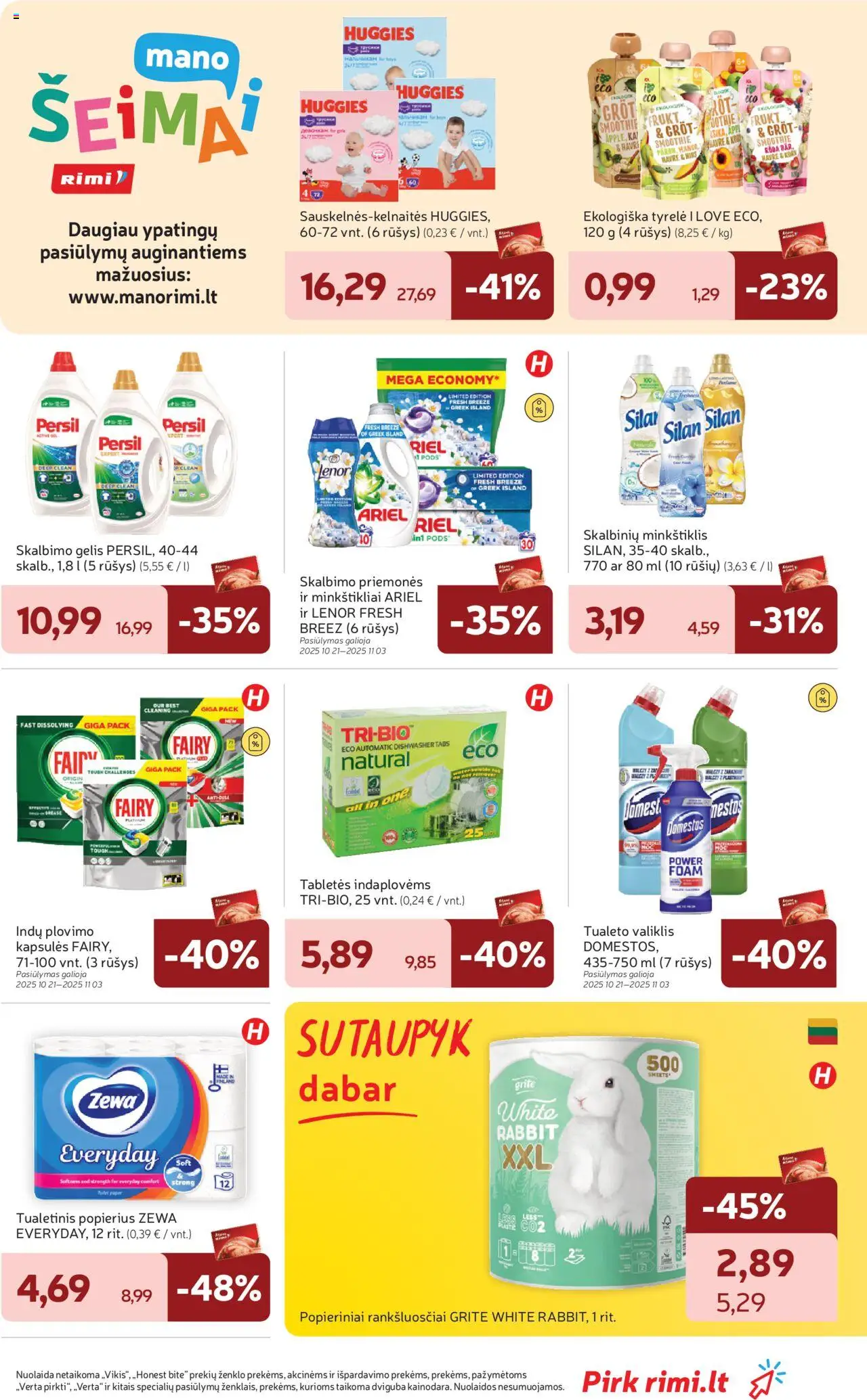 Rimi akcijos nuo 21.10.2025 | Puslapis: 29 | Prekių: Tabletės indaplovėms, Tualetinis popierius