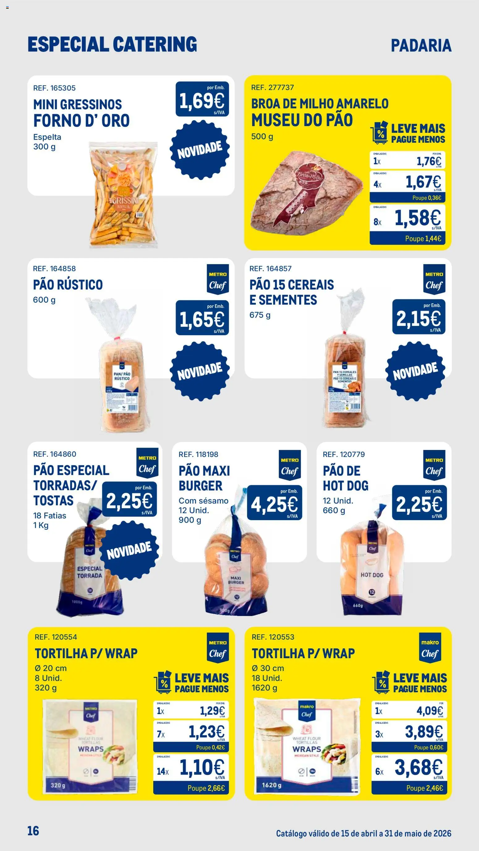 Makro Especial Catering │ válido de 15.04.2026 | Página: 16 | Produtos: Forno, Padaria, Pão, Milho