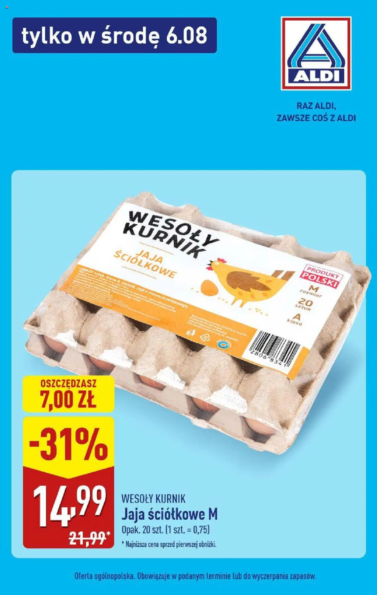 Aldi Gazetka - Super Środa od 06.08.2025 | Strona: 1 | Produkty: Jaja