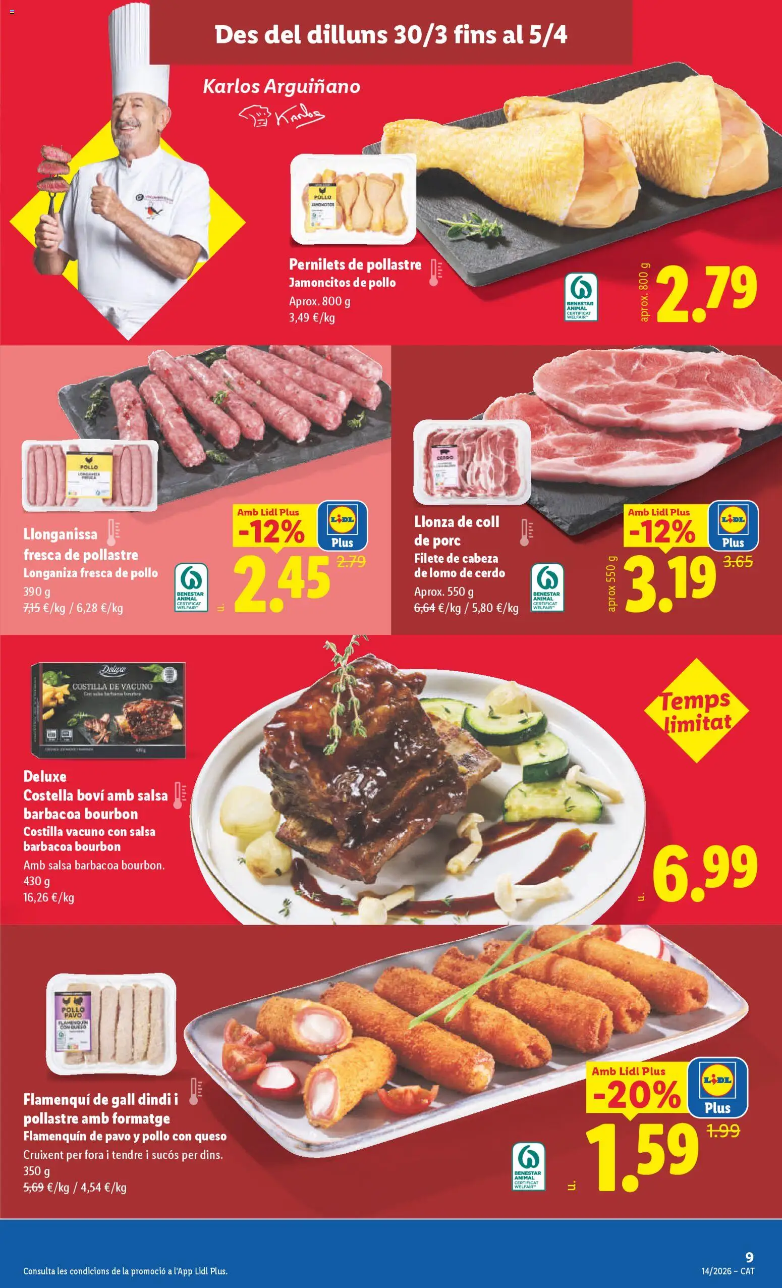 Lidl folleto │ válido desde el 30.03.2026 | Página: 9 | Productos: Cerdo, Longaniza, Barbacoa, Filete