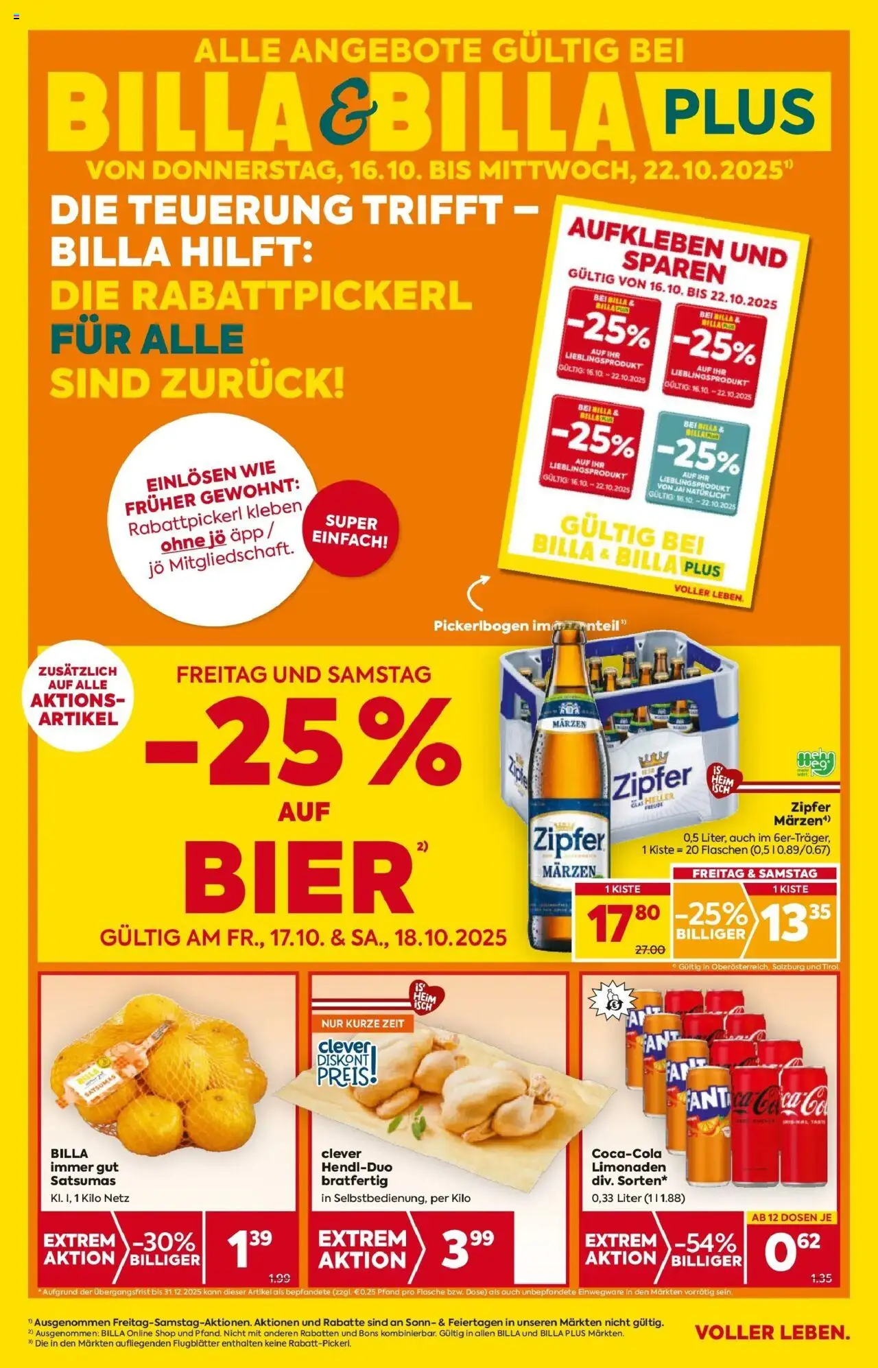 Billa Flugblatt - Kitzbuehel, Zell Am Ziller, Brixlegg gültig ab 16.10.2025 | Seite: 1 | Produkte: Bier