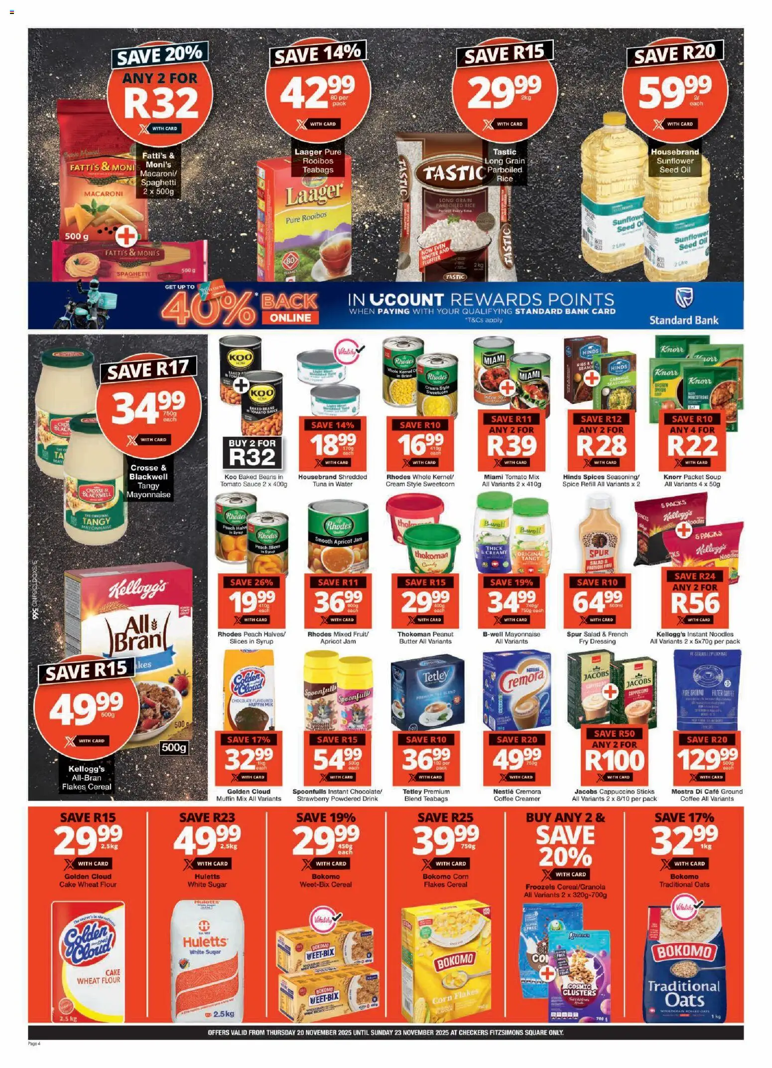 New Checkers catalogue – valid from 20.11.2025 | Page: 4 | Products: Cake, Creamer, Oil, Dressing