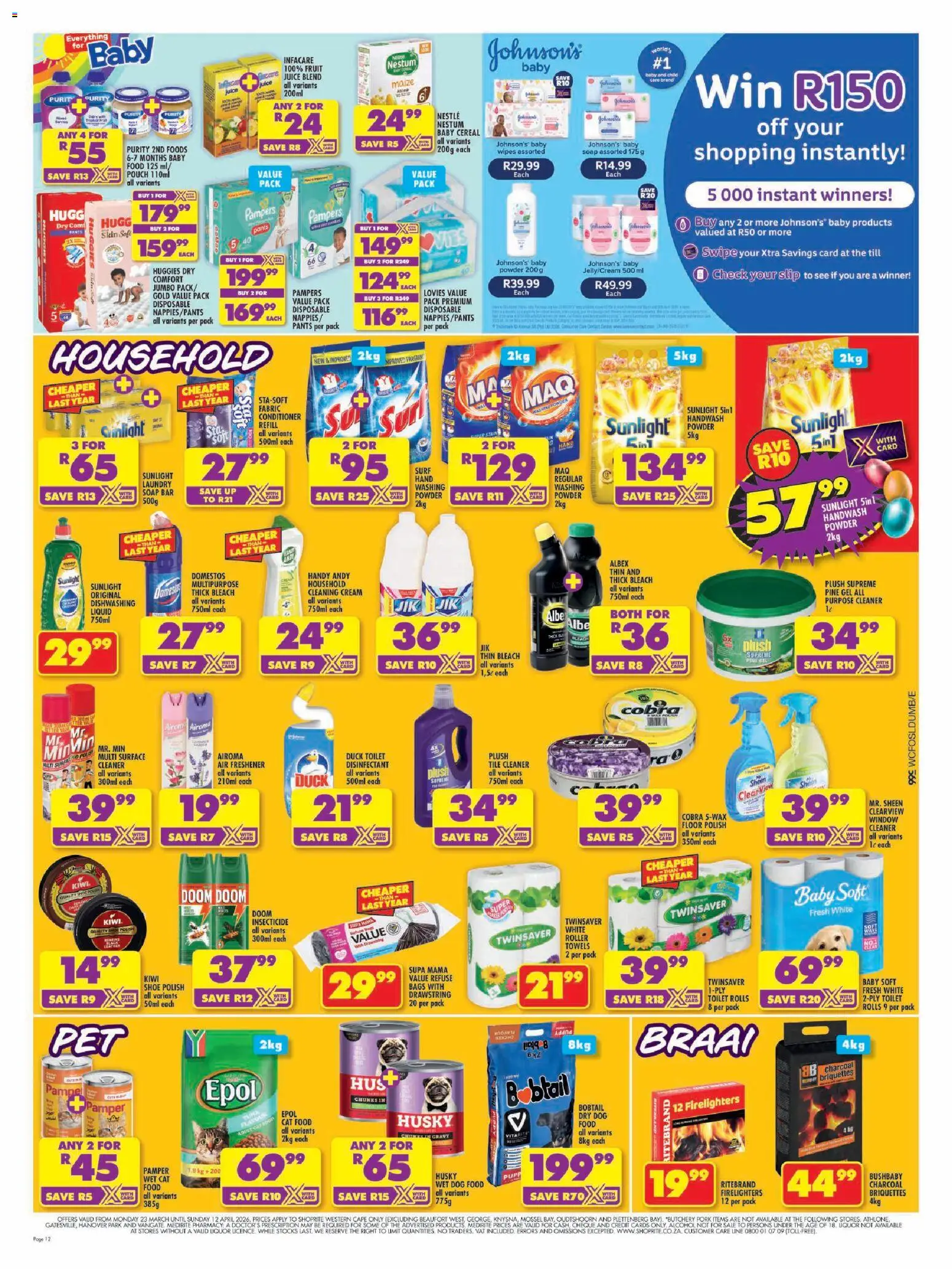 New Shoprite catalogue – valid from 23.03.2026 | Page: 12 | Products: Pants, Toilet, Juice, Refuse bags