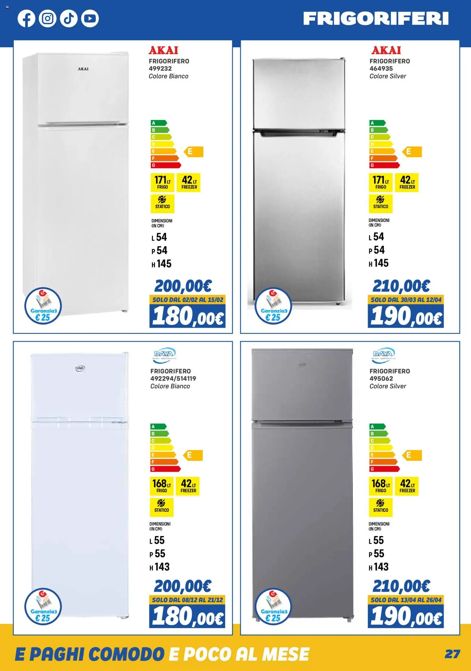 Volantino Orizzonte del 01.11.2025 | Pagina: 27 | Prodotti: Freezer, Frigorifero